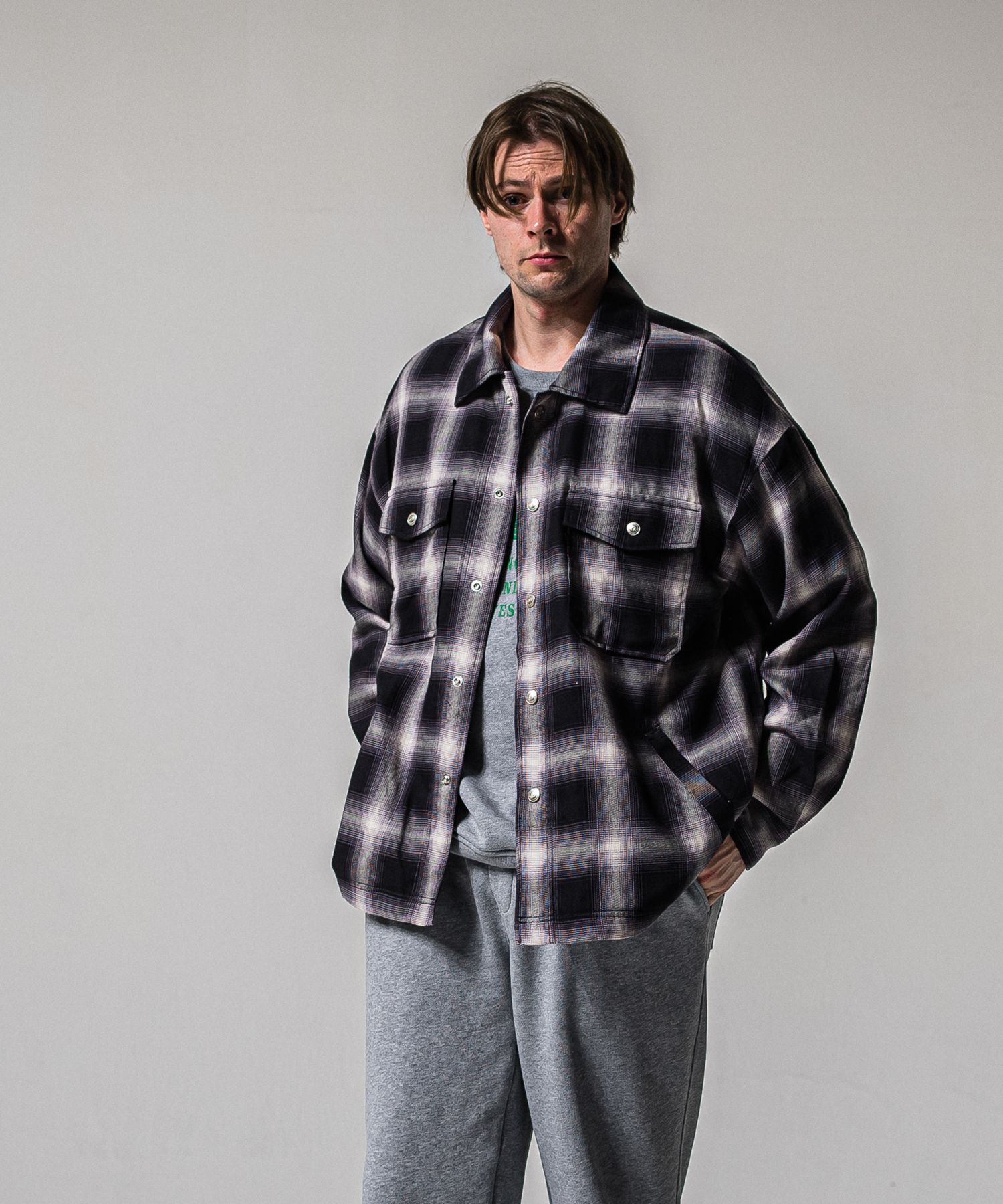 50S CHECK JK / RC39-JK-007C / チェックシャツジャケット / ブラック (2月中旬入荷予定)