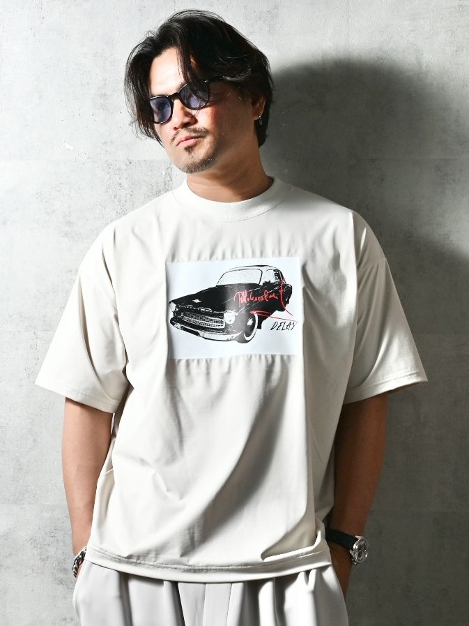 CAR OVER NYLON T / DP1-T-004 / カープリントナイロンビッグTシャツ / グレージュ (4月上旬入荷予定)
