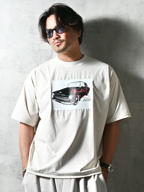 CAR OVER NYLON T / DP1-T-004 / カープリントナイロンビッグTシャツ / グレージュ (4月上旬入荷予定)