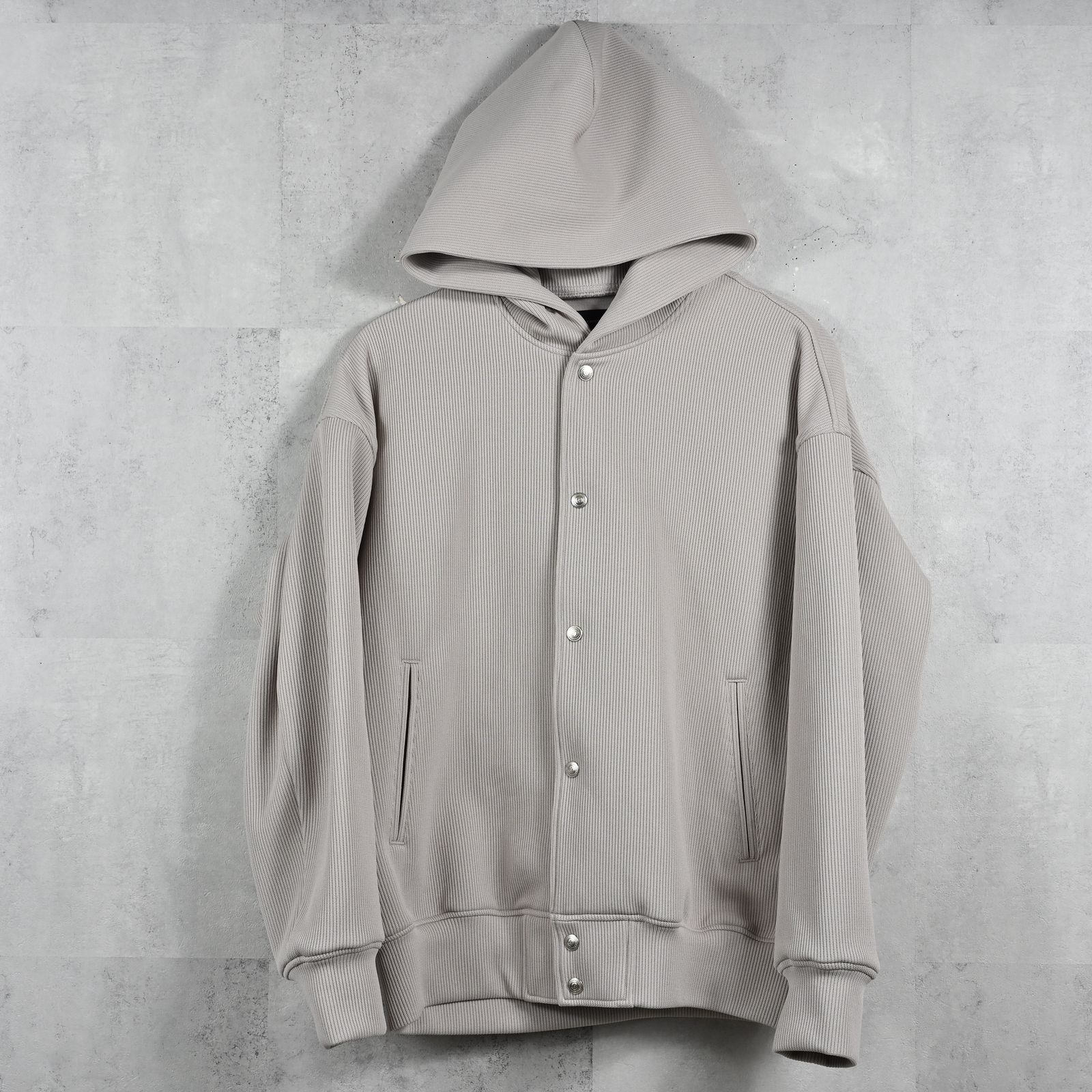 AZE VARSITY HOODIE / RC39-C-006 / 高機能畦編みニットトレーナー / グレージュ (1月中旬入荷予定)