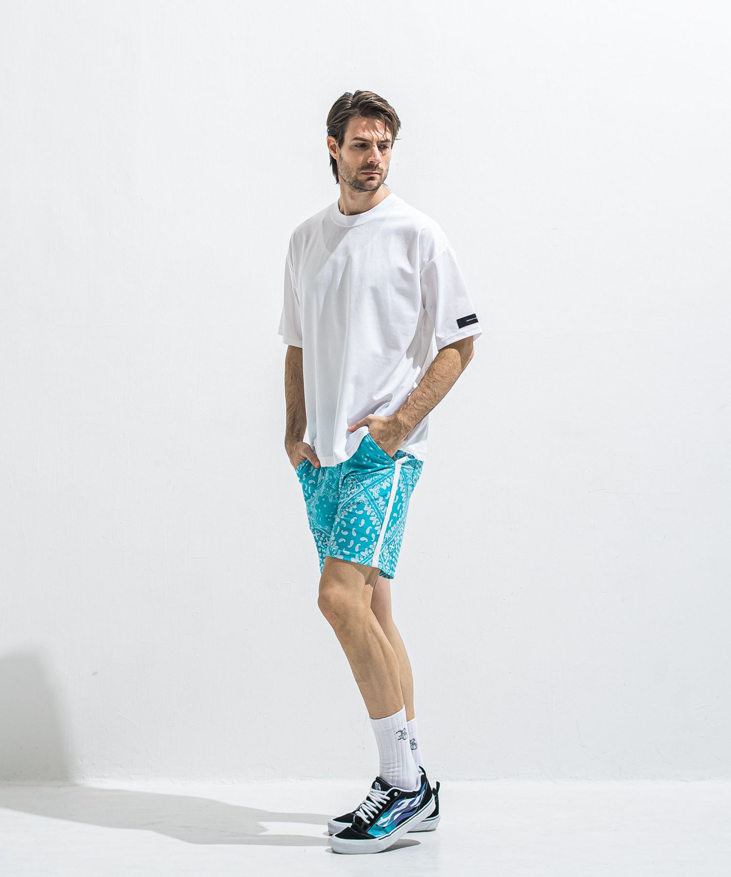 RUSH SHORTS / RC40-HP-002 / ラッシュガードショーツ / バンダナブルーグリーン (5月下旬入荷予定)