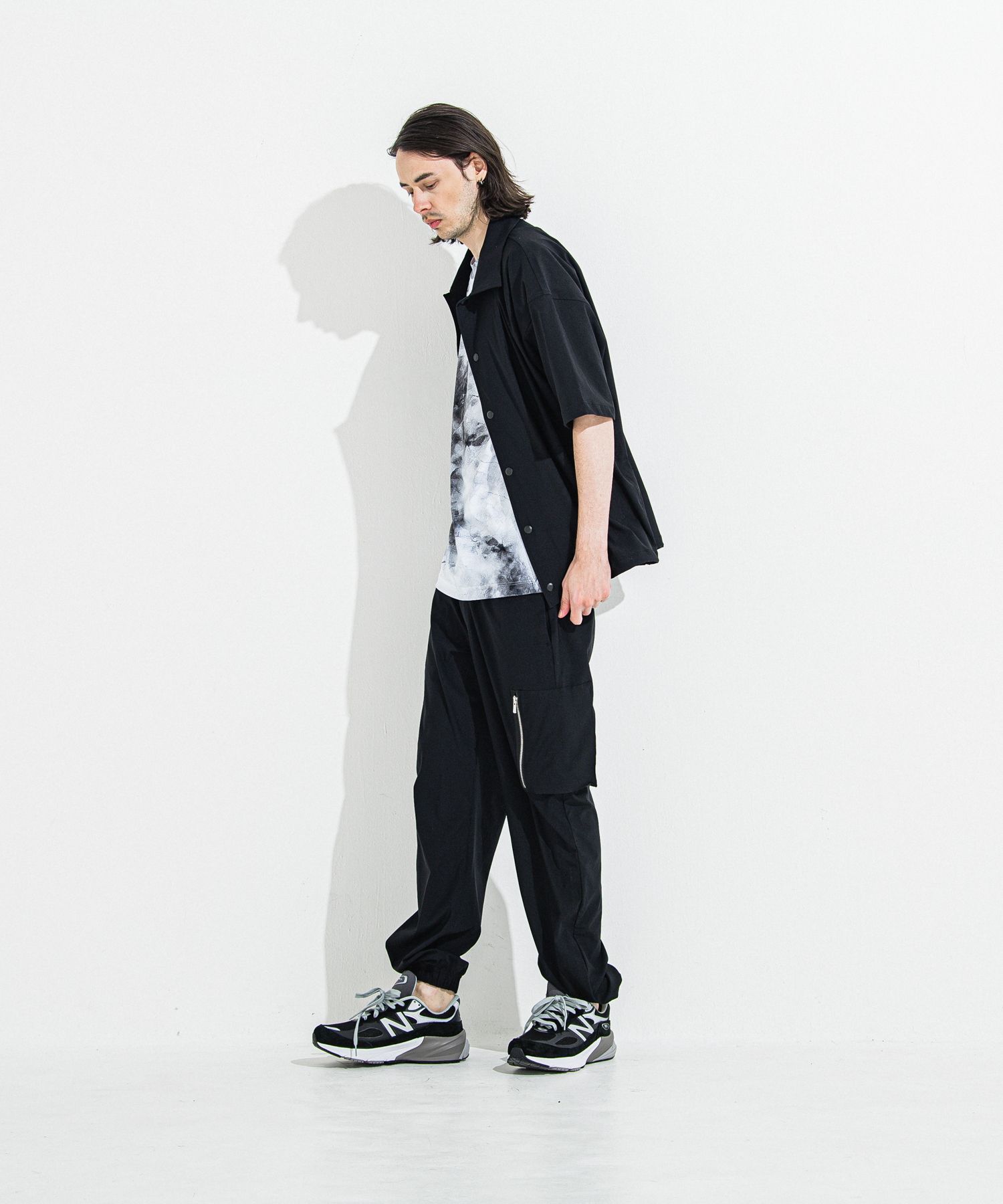 NYLON HALF COACH JACKET / RC36-C-002 / 半袖ナイロンコーチジャケット / ブラック