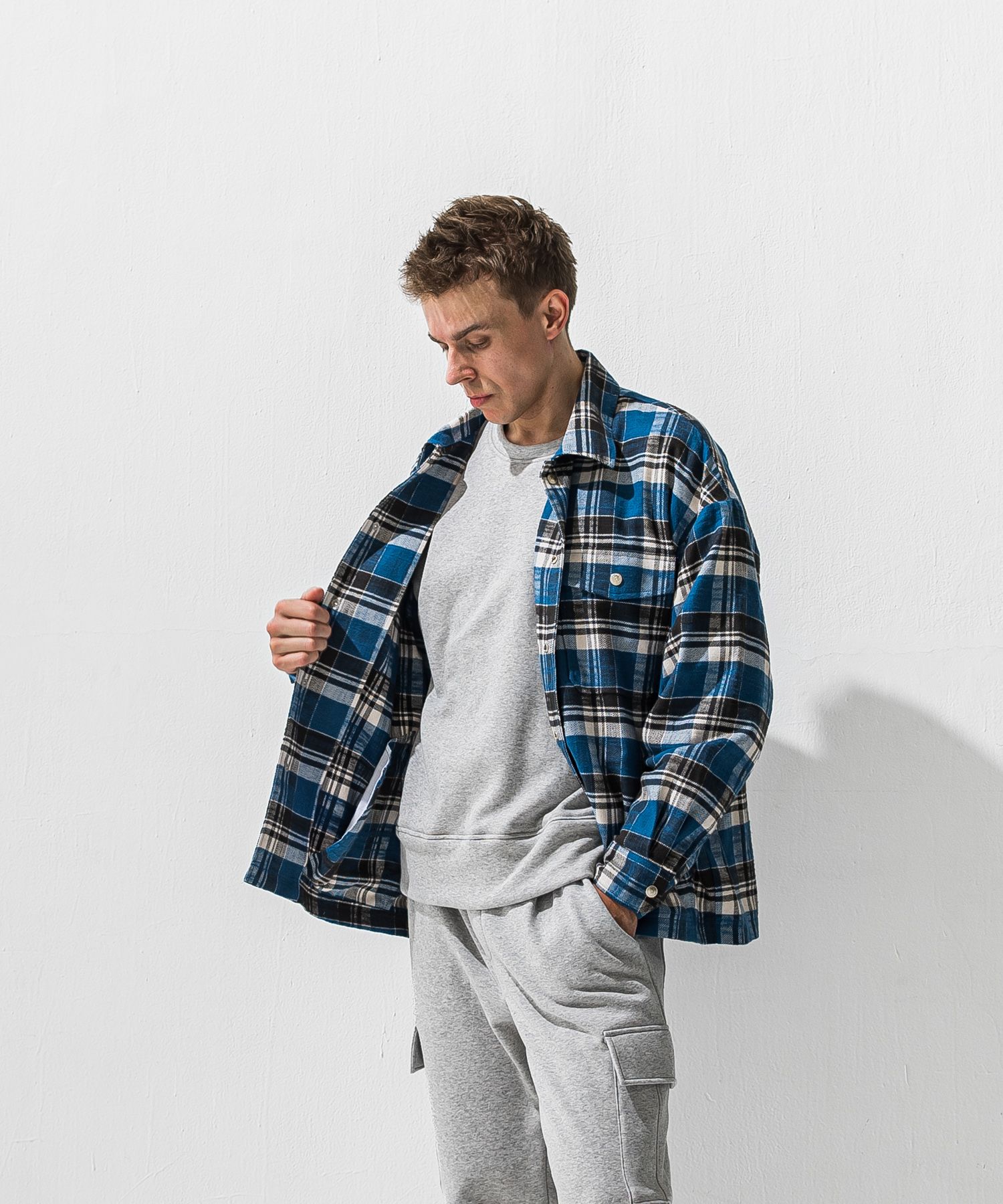 OLD SLABL CHECK JK / RC42-JK-005 / チェックCPOジャケット / ブルー (12月下旬入荷予定)