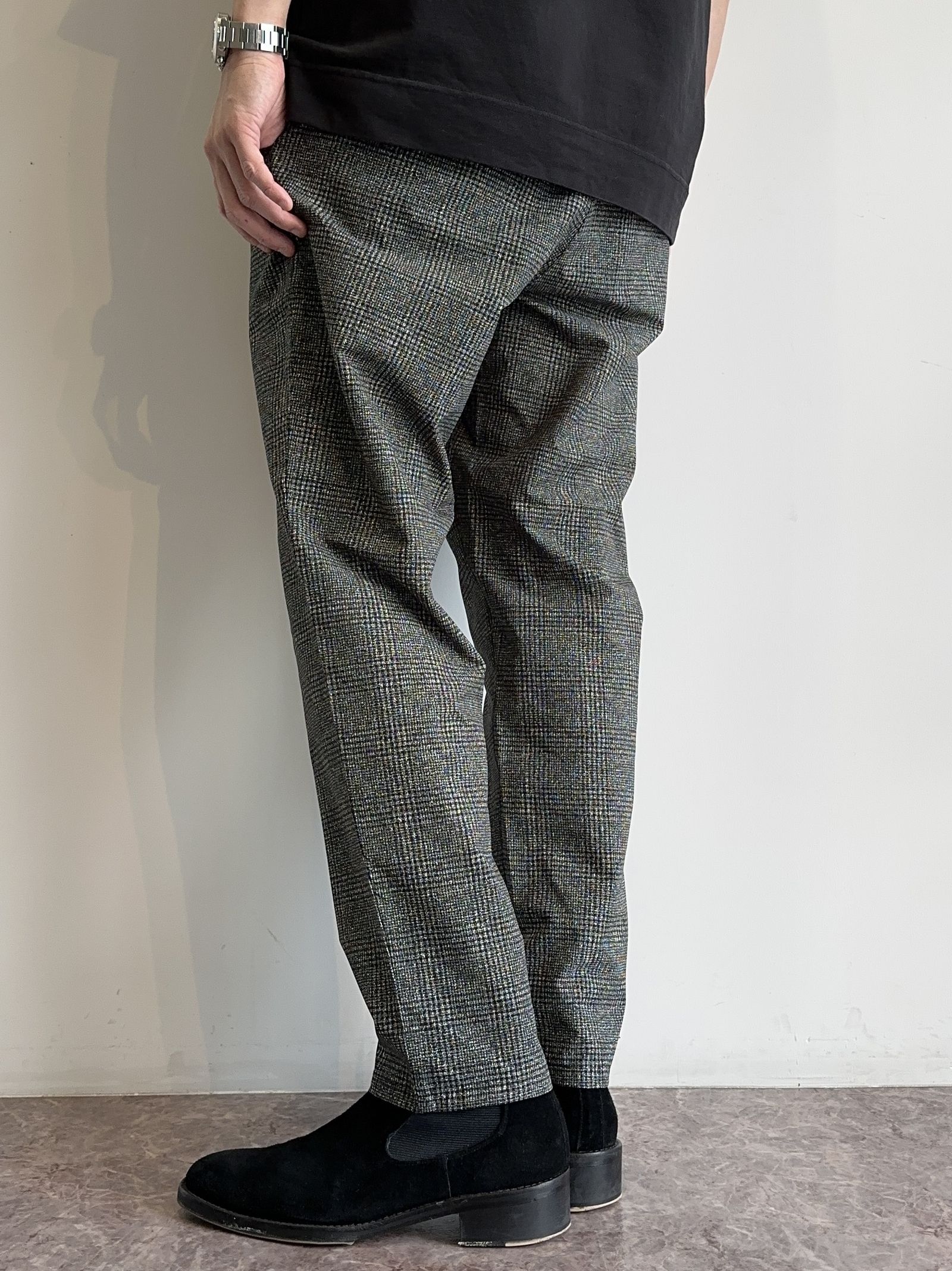 PAT WIDE EASY PANTS / RC32-ST-036 / ベルト付きテーパードワイドパンツ / グレンチェック