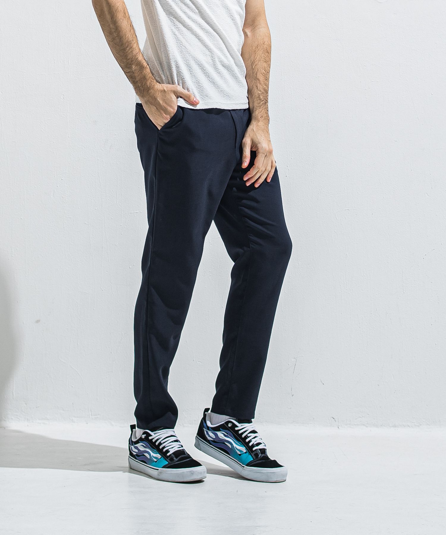 PAT WIDE EASY PANTS / RC40-ST-036BN / ワイドテーパードパンツ / ツイルネイビー (4月中旬入荷予定)