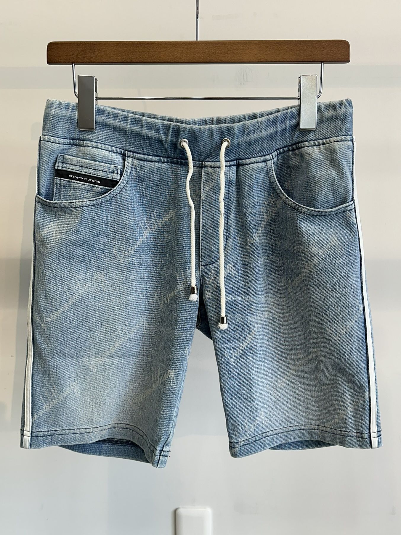 EX DENIM JERSEY LINE HALF PT / RC12-ST-012 / ラインデニムジャージショーツ / インディゴモノグラム
