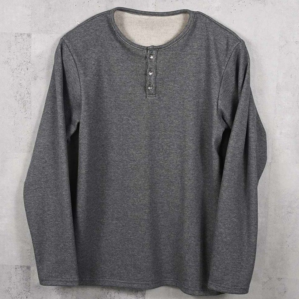 VELOURS FLEECE THERMAL HENRY / RC42-C-003 / 裏起毛サーマルヘンリーネックロングTシャツ / グレー (10月下旬入荷予定)