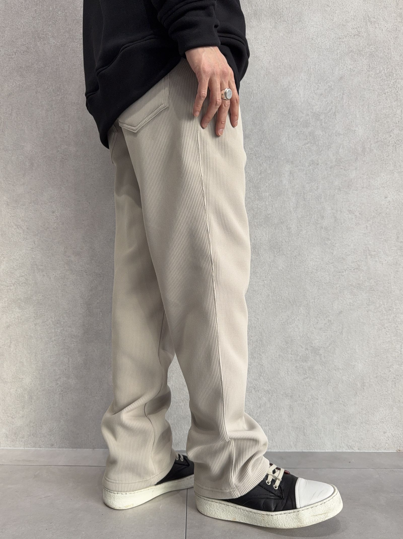 AZE WIDE TUCK PANTS / RC39-ST-016WT2 / 高機能畦編みニットワイドタックパンツ / グレージュ