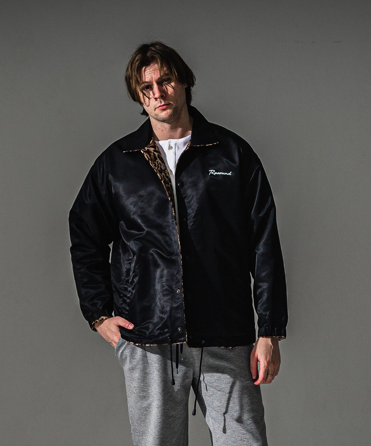 REV COACH JK / RC41-JK-010 / リバーシブルコーチジャケット / ブラック×レオパード (9月下旬入荷予定)