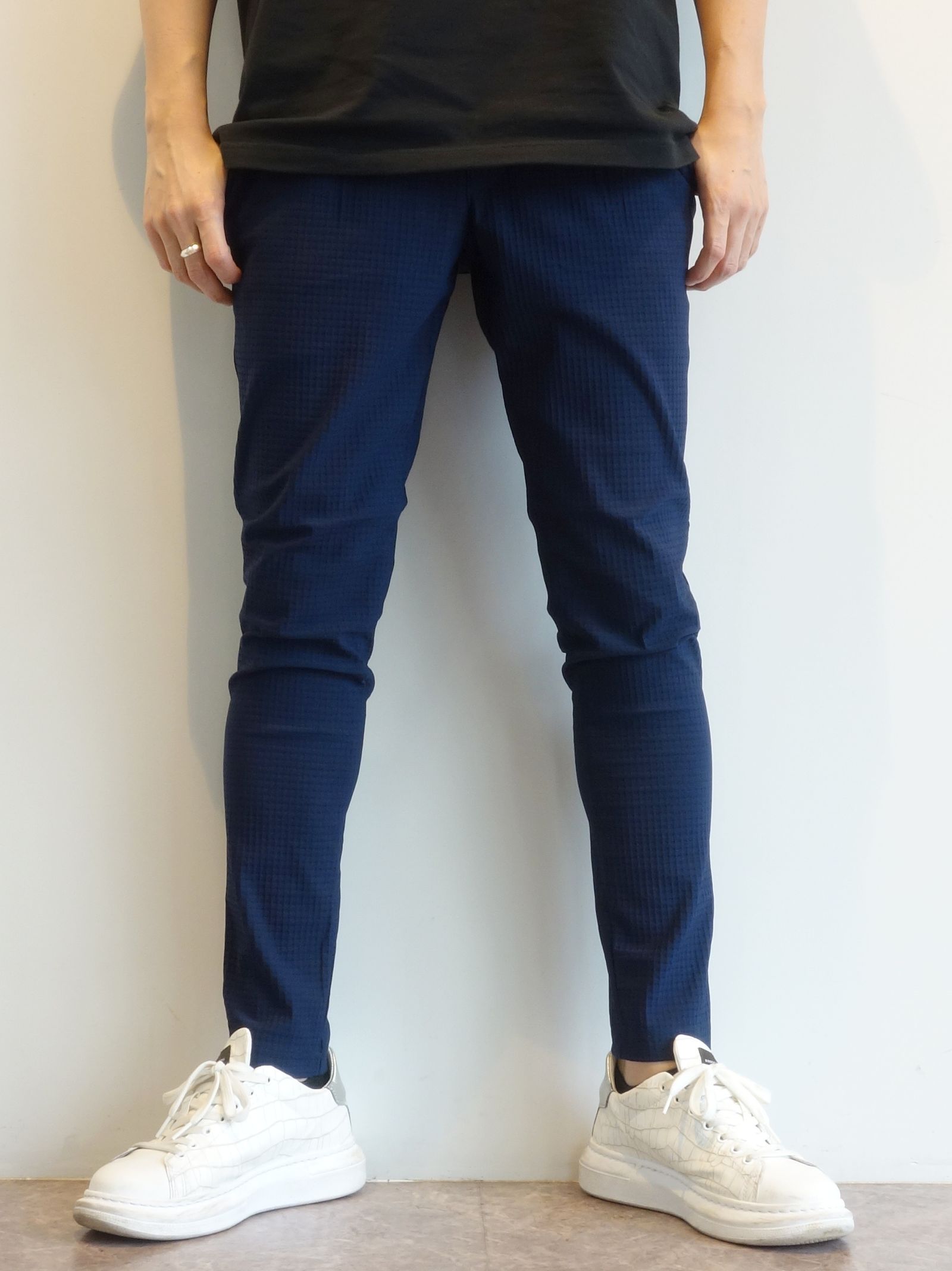 CHRIS EASY TUCK PANTS / RC25-ST-016T / リップルイージータックパンツ / ネイビー
