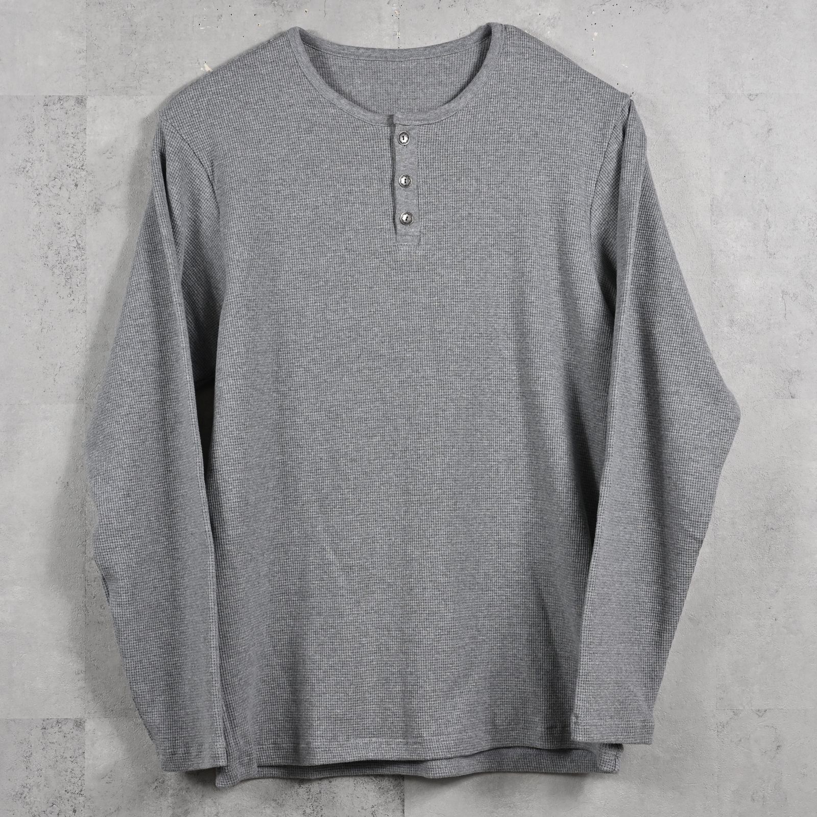 WAFFLE HENRY / RC39-C-001 / サーマルヘンリーネックロングTシャツ / グレー (1月中旬入荷予定)