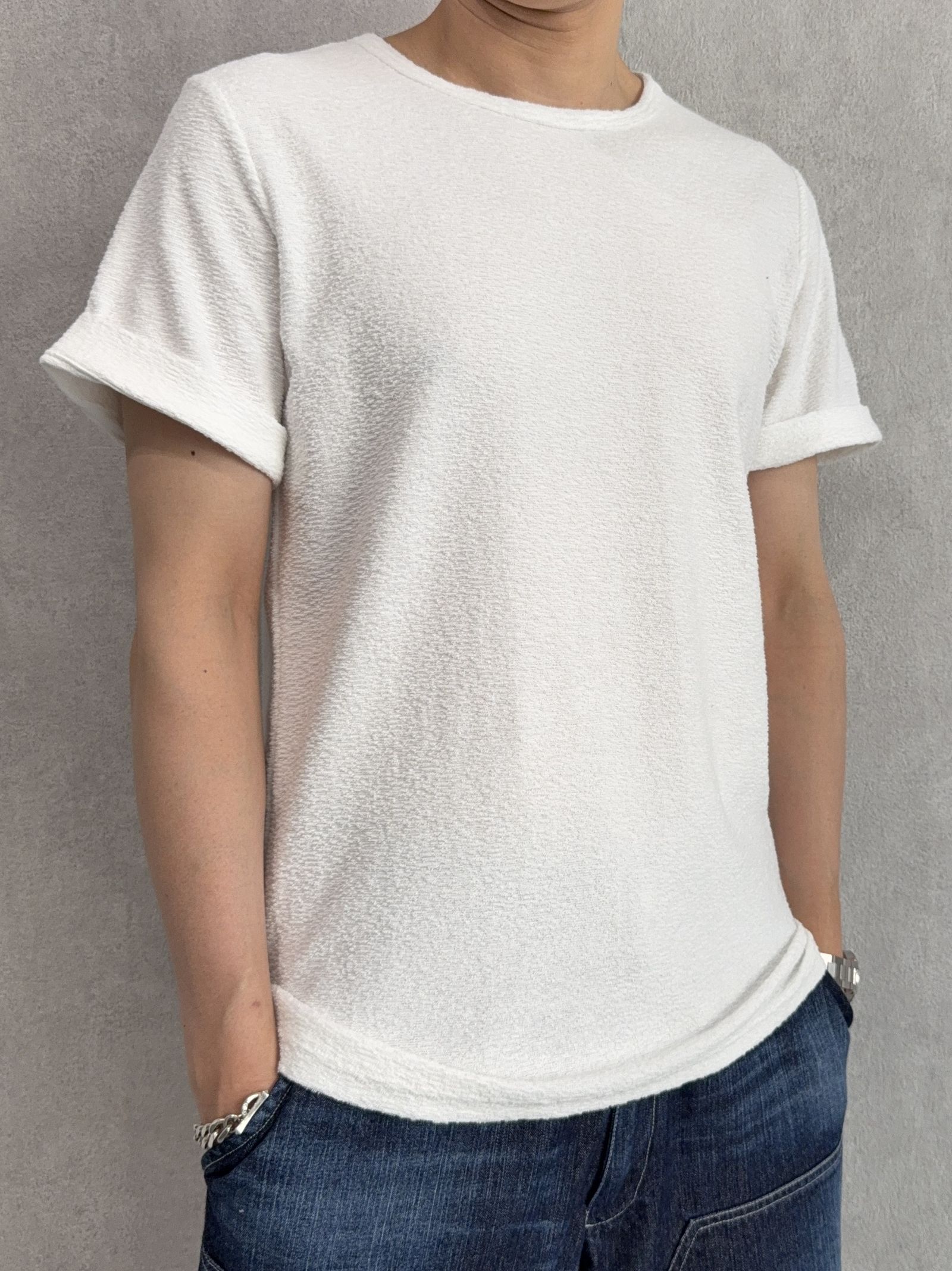 PILE ROLL UP TEE / RC40-T-001 / パイルロールアップTシャツ / ホワイト
