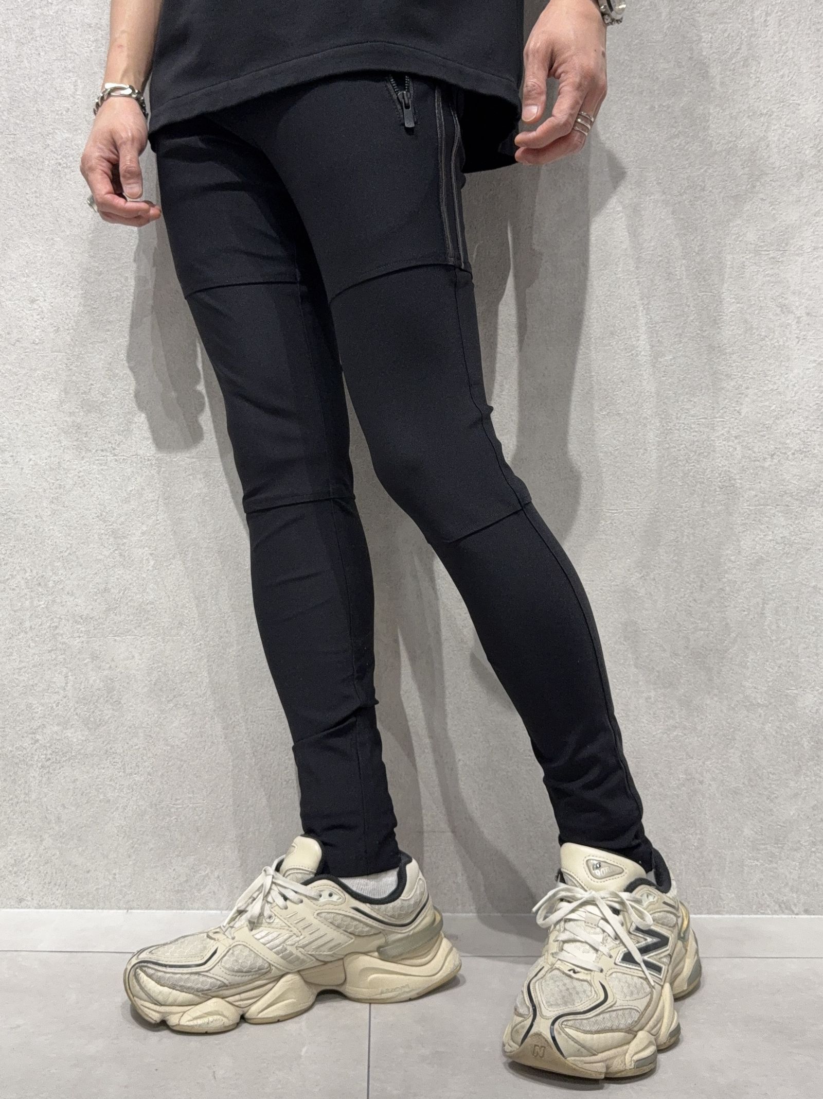 JOHNSON LINE NYLON PT / BASIC-ST-009 / ジョンソンナイロンラインパンツ / ブラック×レザーブラック