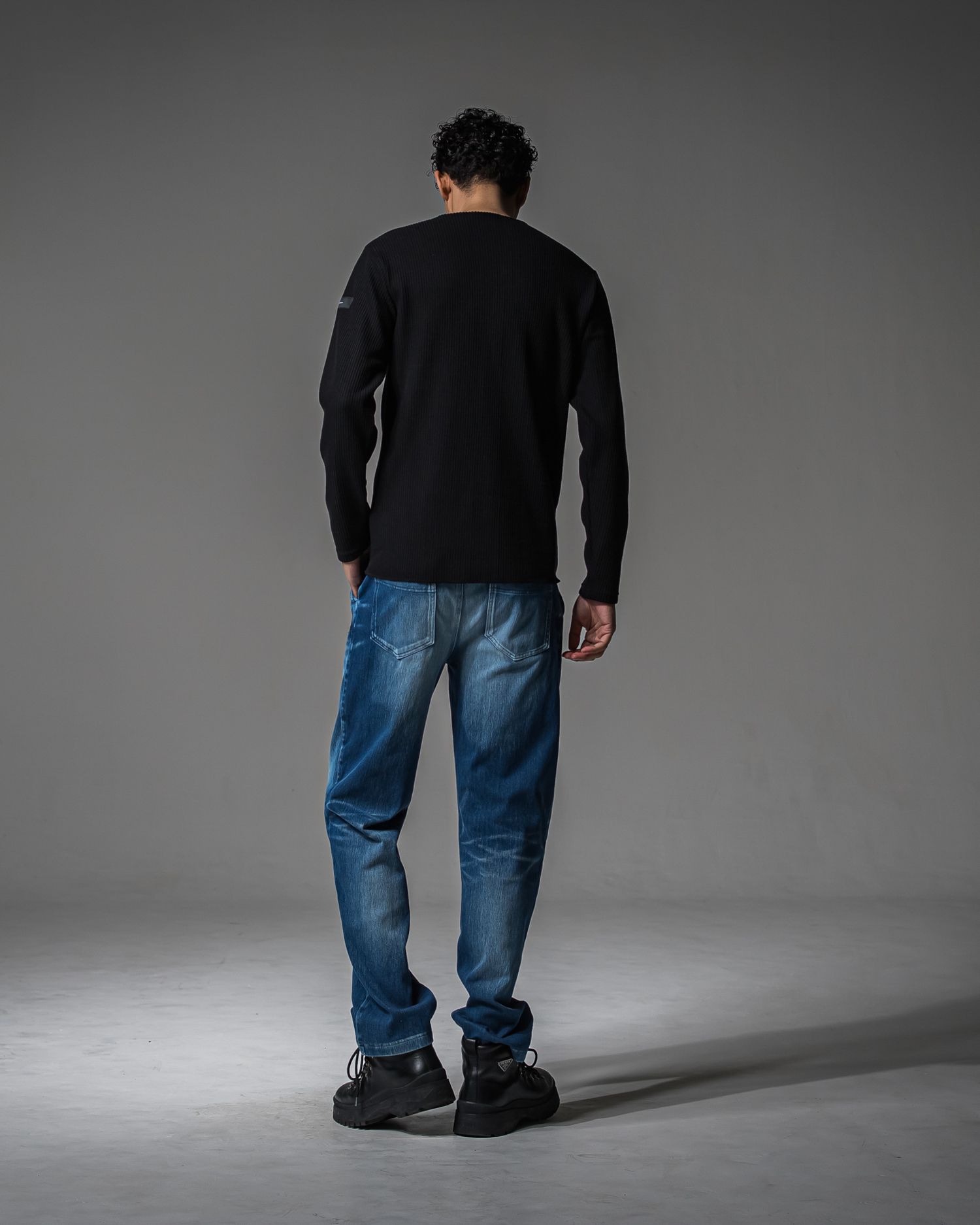 CUTOFF RAIL LONGSLEEVE / RC37-C-001 / レールカットソー / ブラック (9月中旬入荷予定)