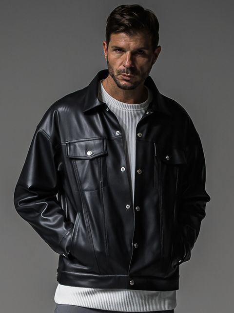 LEATHER OVER 3RD G / RC37-JK-006 / エコレザー3RD型Gジャン / ブラック (9月下旬入荷予定)