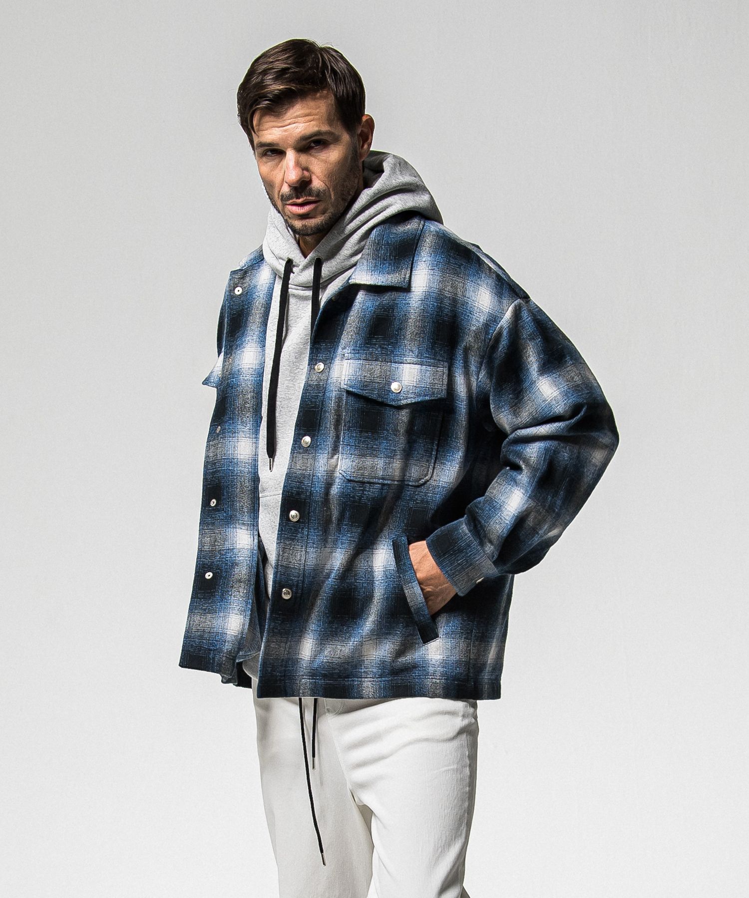 FLANNEL CHECK JK / RC38-JK-007 / フランネルチェックCPOジャケット / ブルー (10月中旬入荷予定)