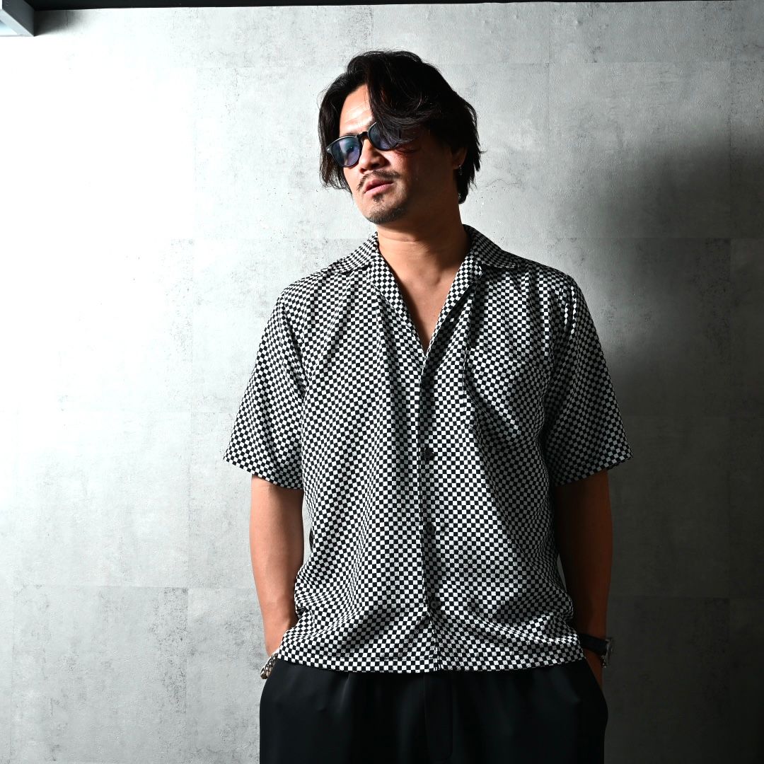 ICHIMATU SHIRTS / DP1-SH-003 / 市松模様半袖シャツ / ブラック×ホワイト (3月中旬入荷予定)