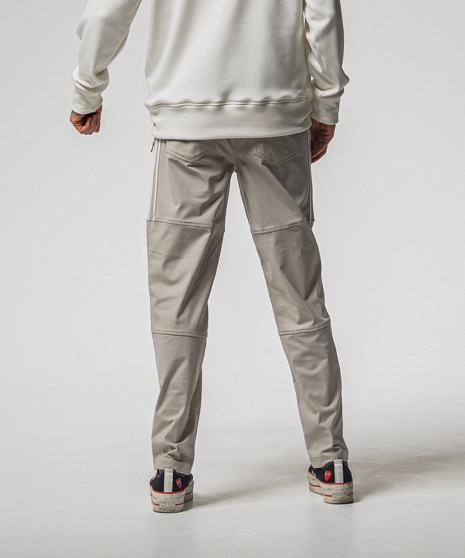 JOHNSON LINE HEAT WIDE TUCK PANTS / RC38-ST-009HWT / 裏起毛ジョンソンラインワイドタックパンツ / グレー×ホワイト (10月下旬入荷予定)