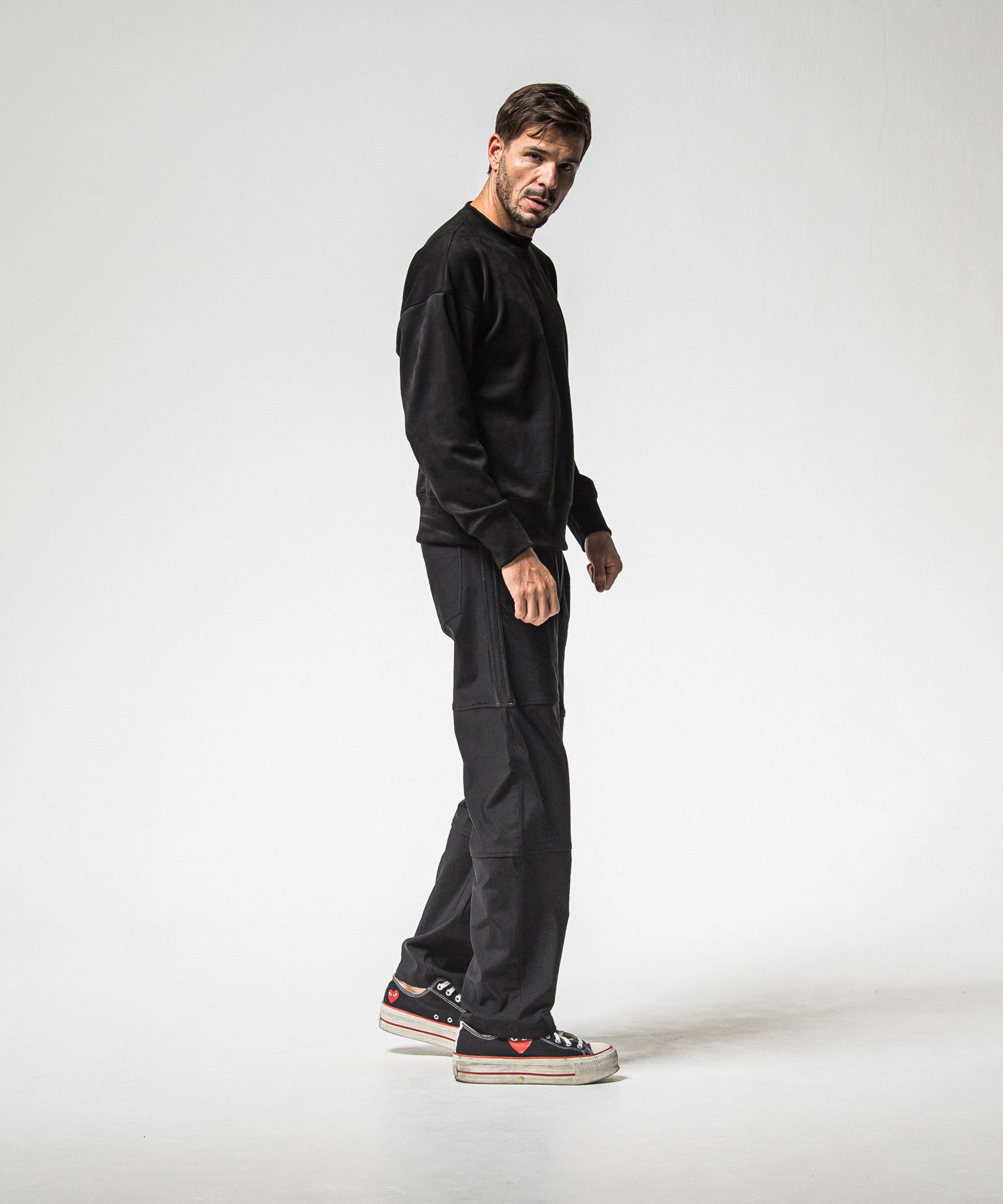JOHNSON LINE HEAT WIDE TUCK PANTS / RC38-ST-009HWT / 裏起毛ジョンソンラインワイドタックパンツ / ブラック×ブラック (10月下旬入荷予定)