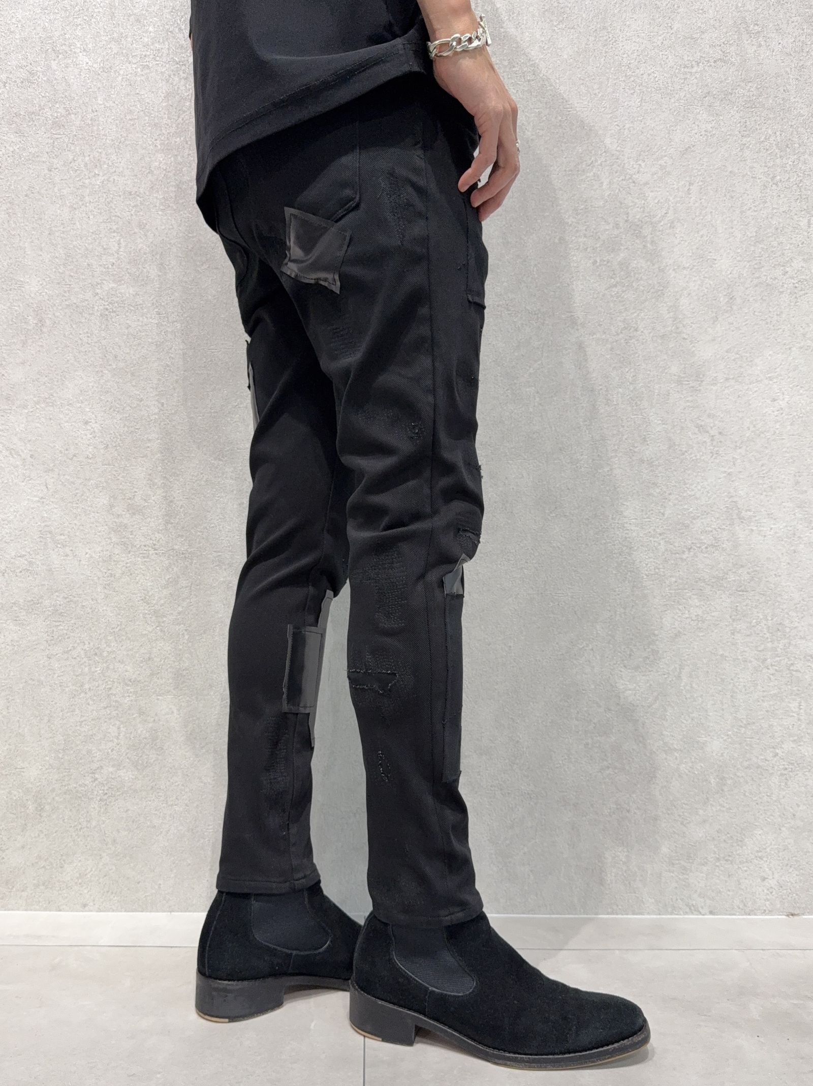 MICK DENIM JERSEY / BASIC-ST-020 / デニムジャージテーパードパンツ / ブラックリメイク