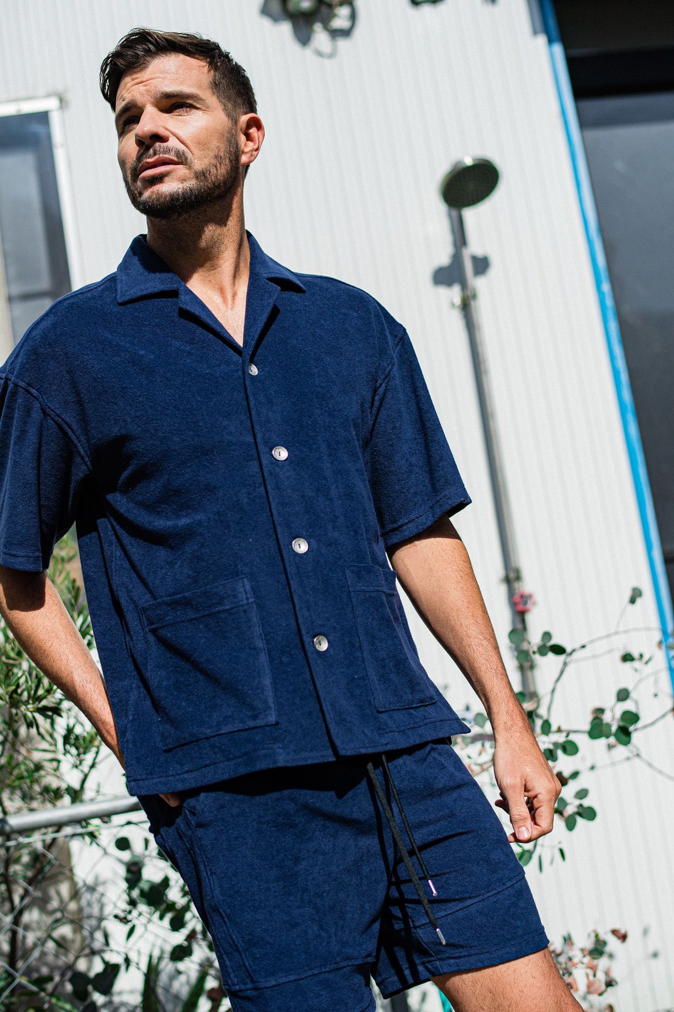 PILE BEACH SHIRTS / RC32-SH-002 / パイル半袖シャツ / ネイビー