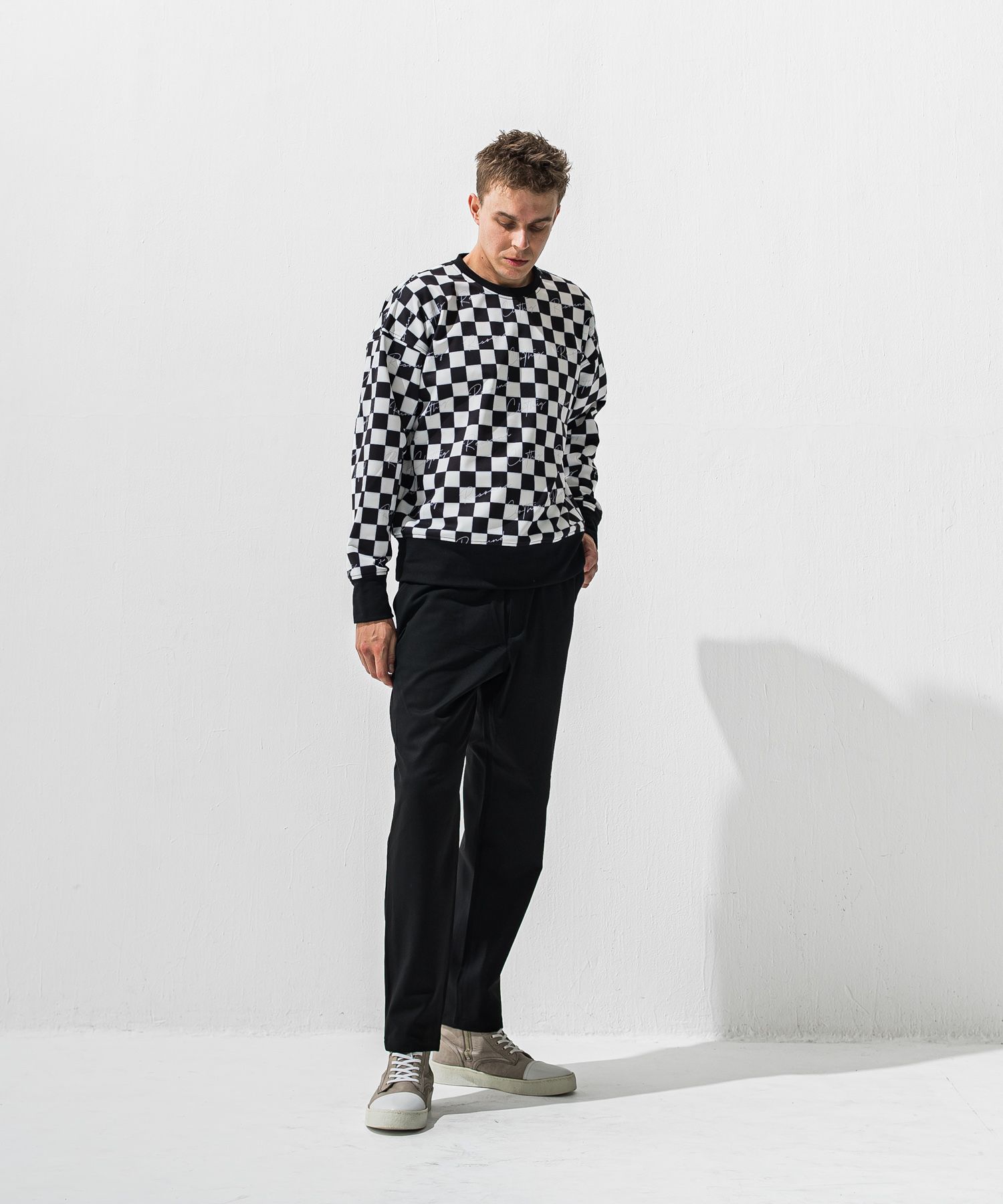 PAT WIDE EASY PANTS / RC42-ST-036BN / ワイドテーパードパンツ / ブラック (12月上旬入荷予定)