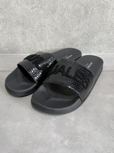 ロゴ刺繍エナメルシャワーサンダル / usx-26011 / ブラックA