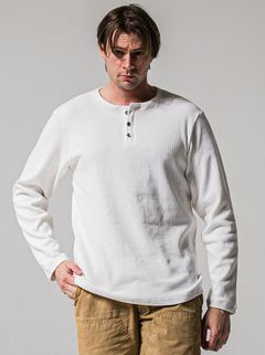 WAFFLE HENRY / RC39-C-001 / サーマルヘンリーネックロングTシャツ / ホワイト (1月中旬入荷予定)
