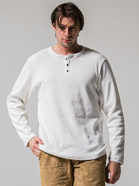 WAFFLE HENRY / RC39-C-001 / サーマルヘンリーネックロングTシャツ / ホワイト (1月中旬入荷予定)