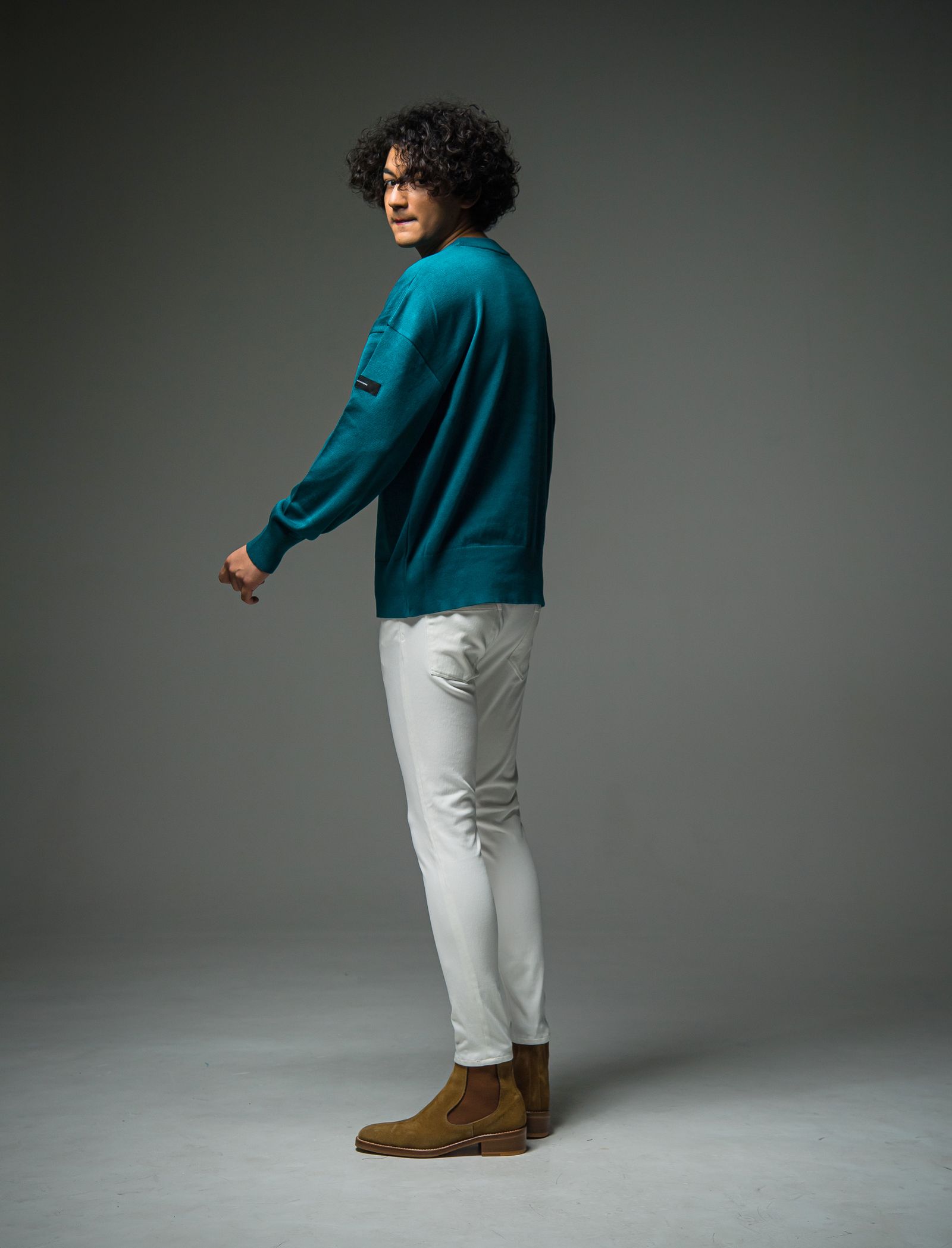 SILK KNT OVER LONG SLEEVE / RC29-K-002 / 無地ルーズコットンニット / グリーン
