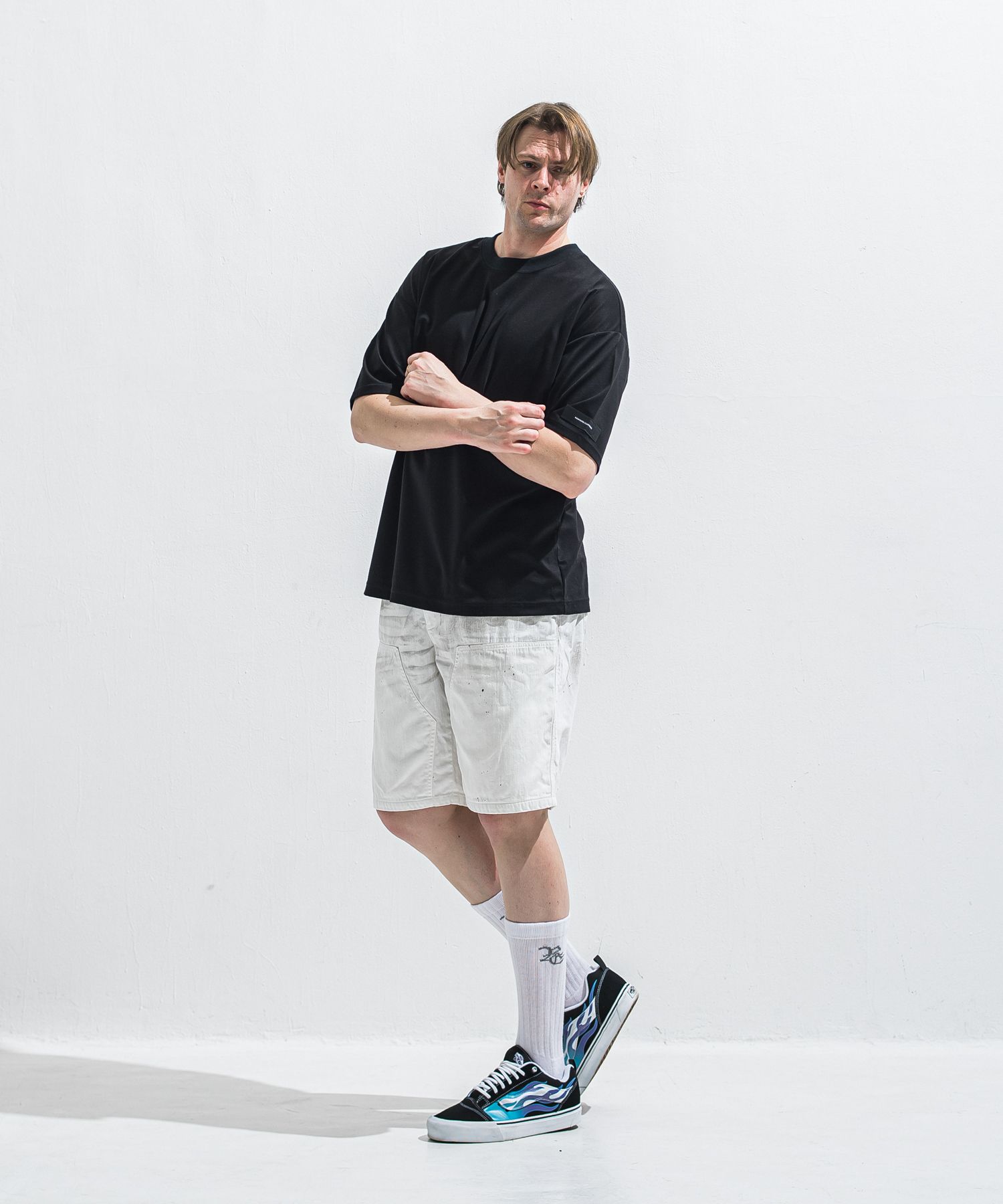 DOUBLE KNEE SHORTS / RC40-HP-007 / ダブルニーデニムハーフパンツ / ホワイト (6月上旬入荷予定)