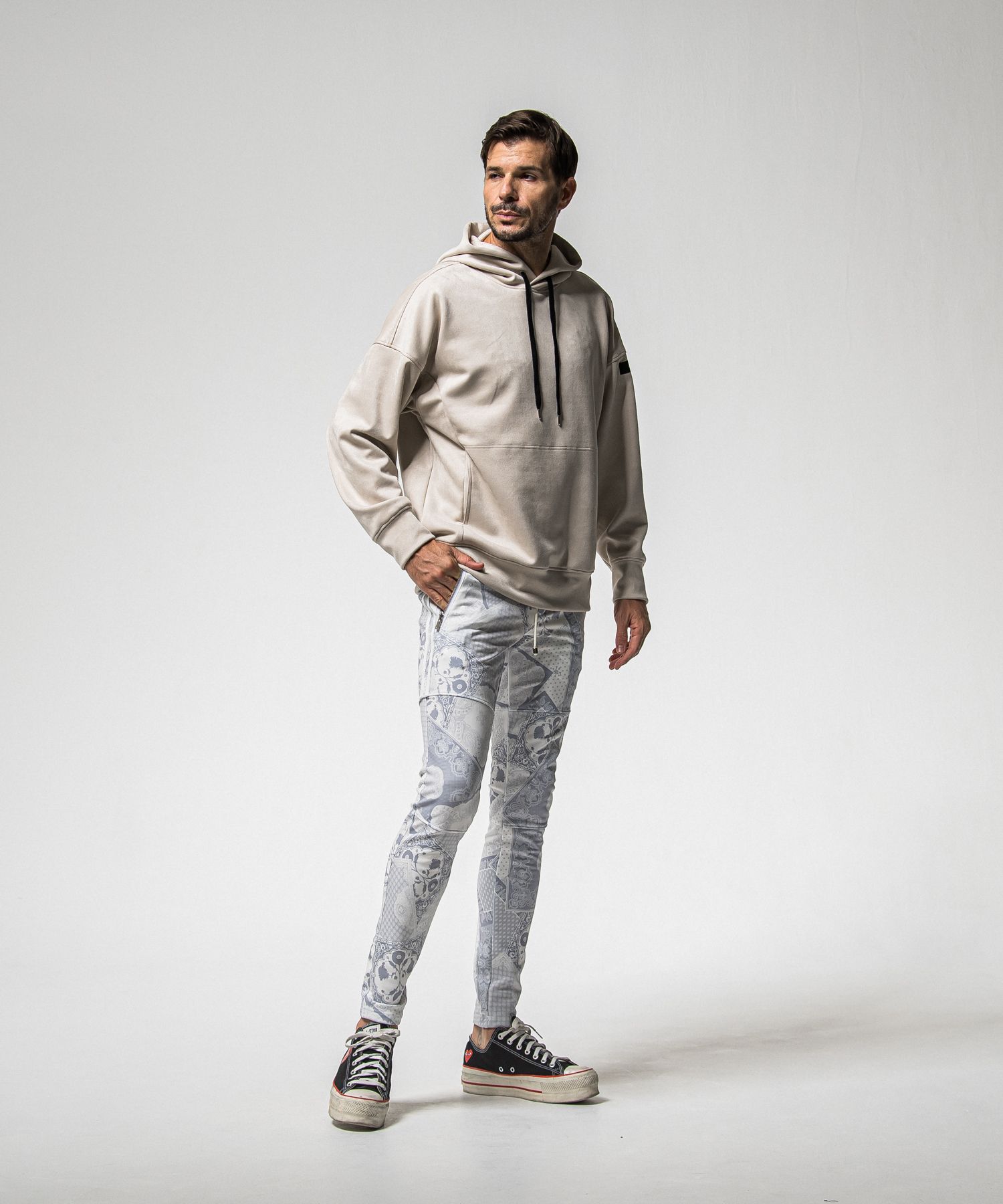 SUEDE LOOSE HOODIE / RC38-C-006 / スエードパーカー / グレージュ (1月上旬入荷予定)