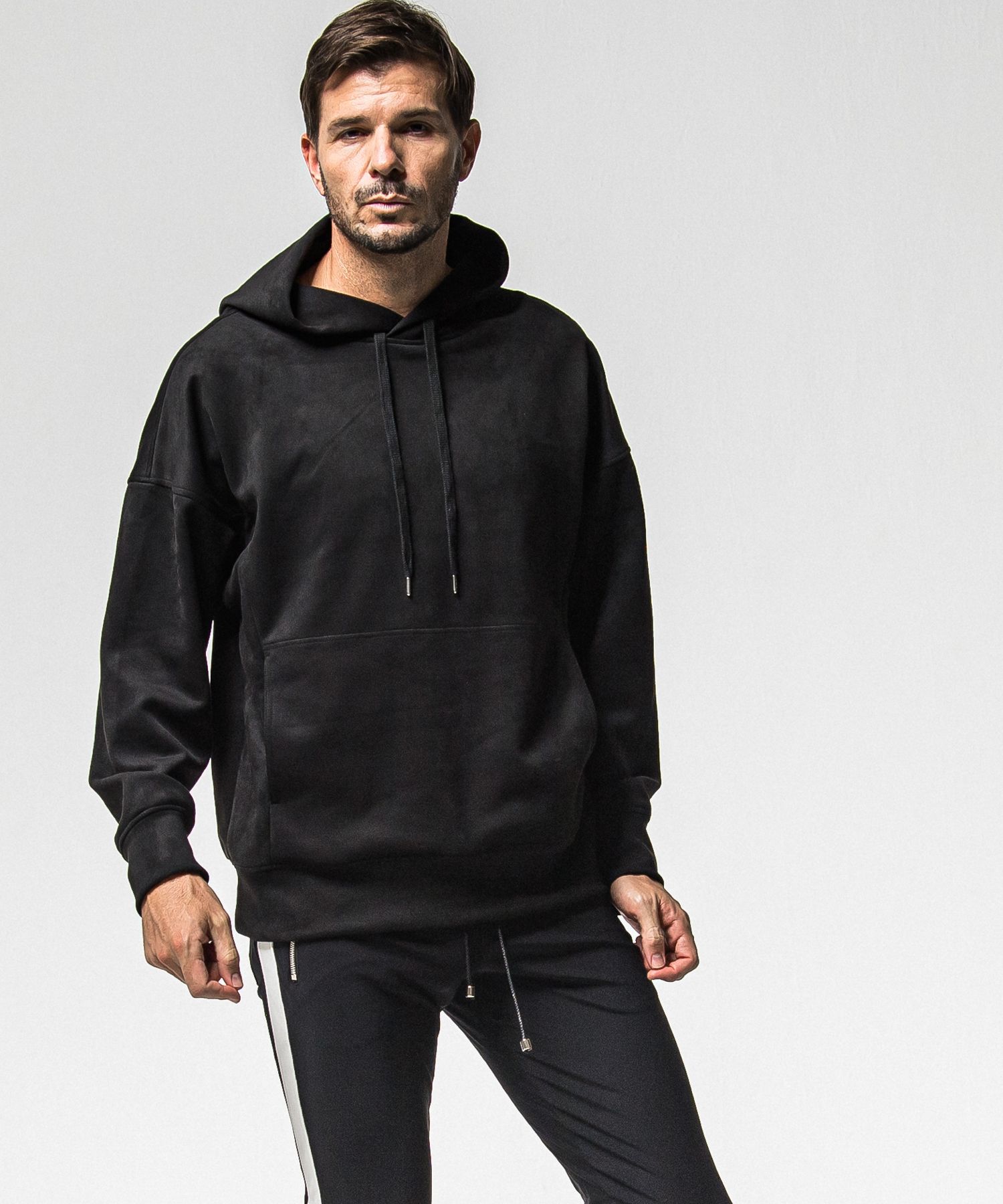 SUEDE LOOSE HOODIE / RC38-C-006 / スエードパーカー / ブラック (1月上旬入荷予定)