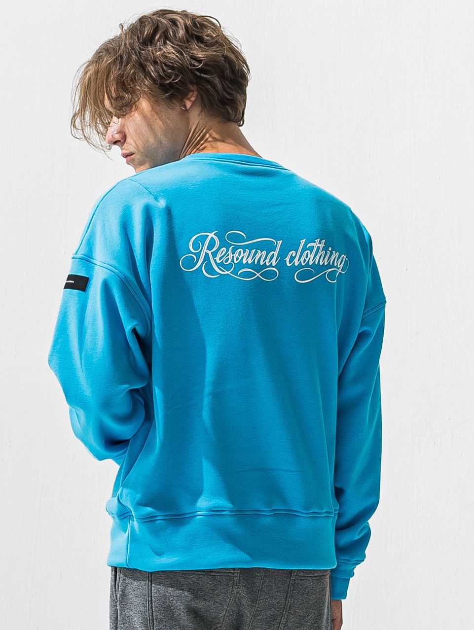 PIN ST RC VELOURS FLEECE DROP TRAINER / RC42-C-006 / 裏起毛バックロゴトレーナー / ブルー (11月上旬入荷予定)