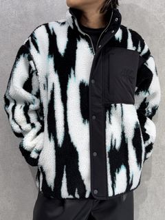 ジャカードシェルパジャケット / ボアジャケット / 4RD219G / UB1(ブラック×ホワイト×サックスブルー)