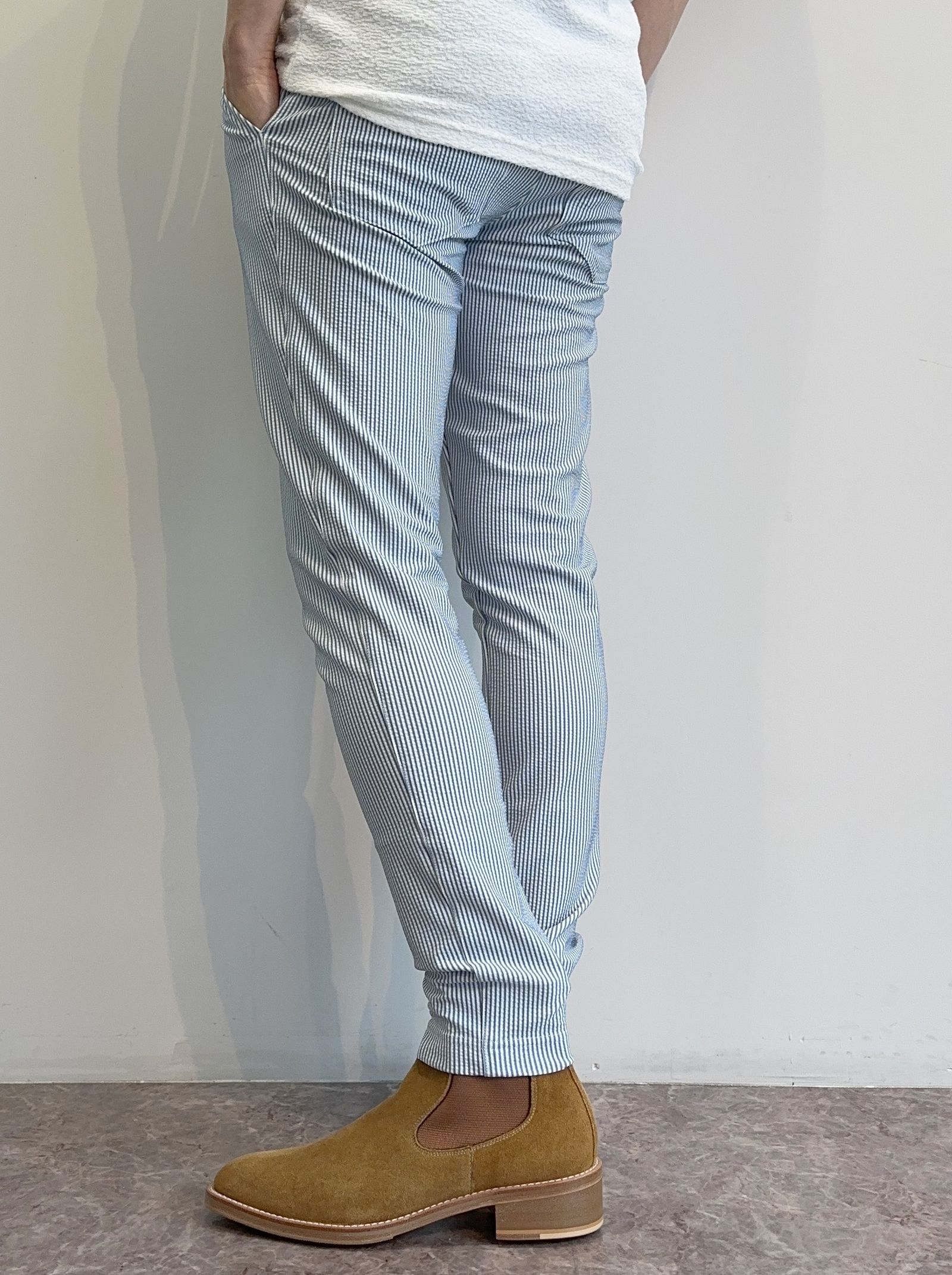 CHRIS EASY TUCK PANTS / RC31-ST-016T / シアサッカーイージータックパンツ / サックス