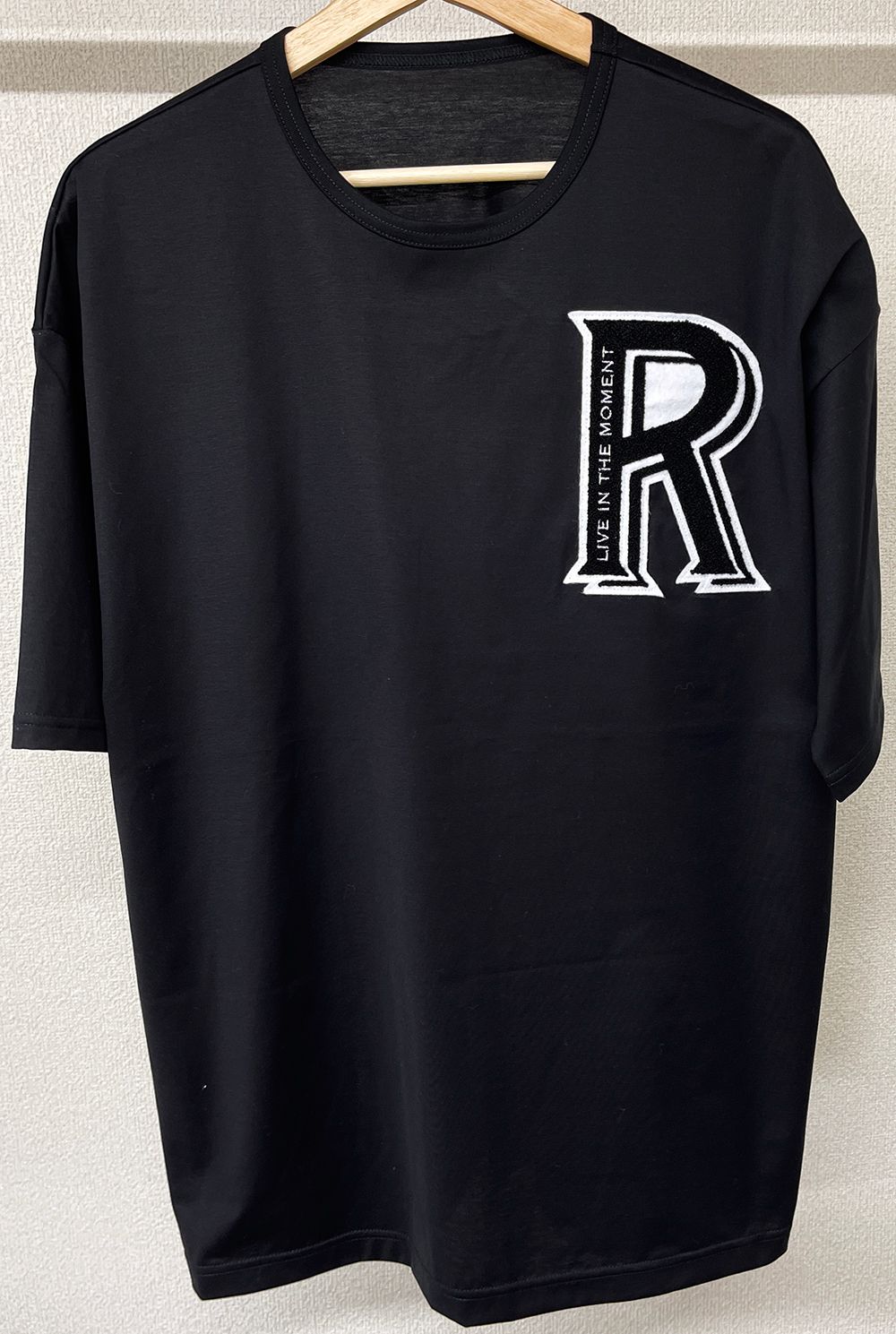 R CHENILLE LOOSE TEE / RC27-T-004 / 刺繍ワッペンビッグTシャツ / ブラック※