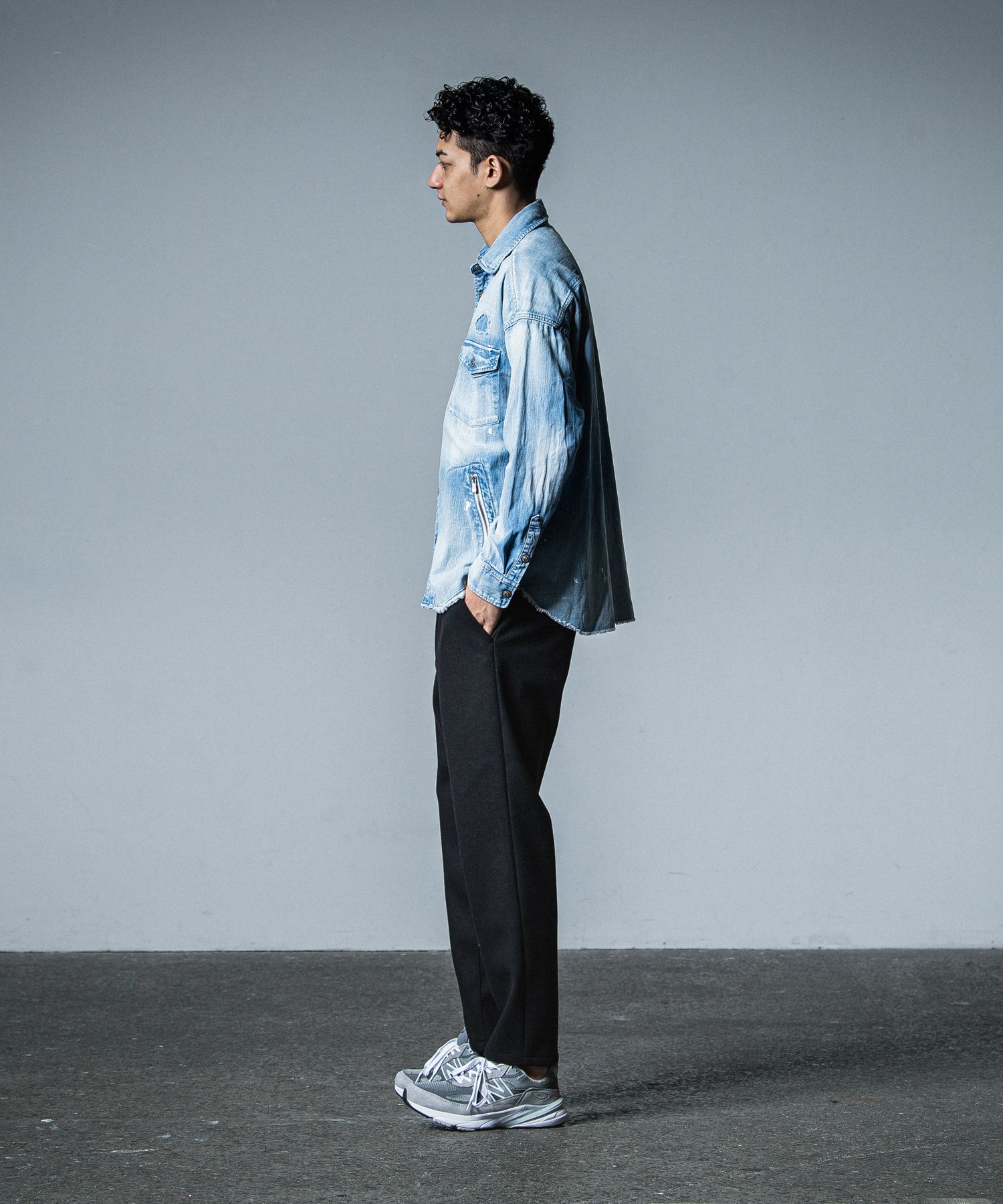 PAT WIDE EASY PANTS / RC33-ST-036BN / ワイドテーパードパンツ / ブラックメルトン