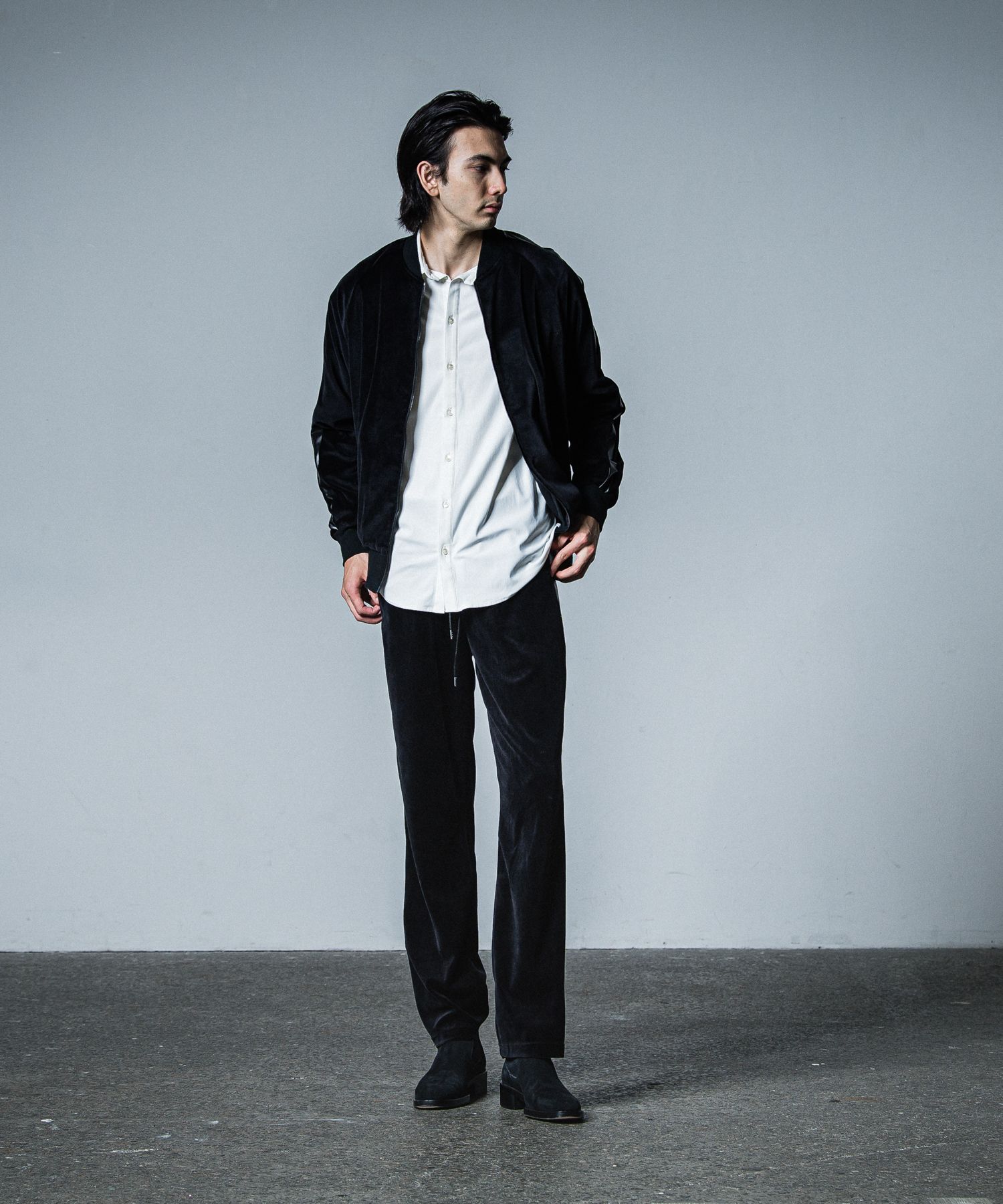 VELOUR SEMI WIDE PT / RC33-ST-008VW / ベロアラインワイドパンツ / ブラック