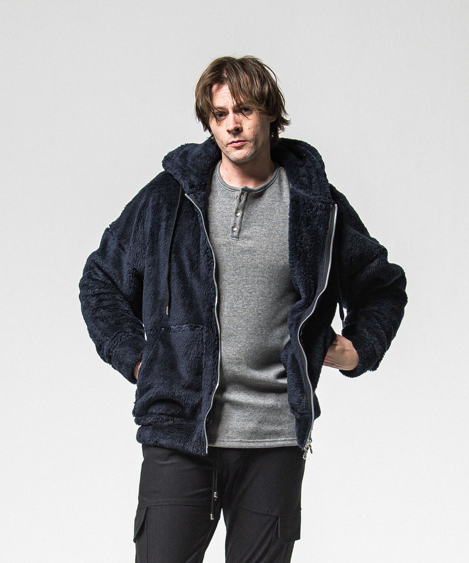 BOA ZIP LOOSE HOODIE / RC38-C-007 / ボアジップパーカー / ネイビー (11月中旬入荷予定)