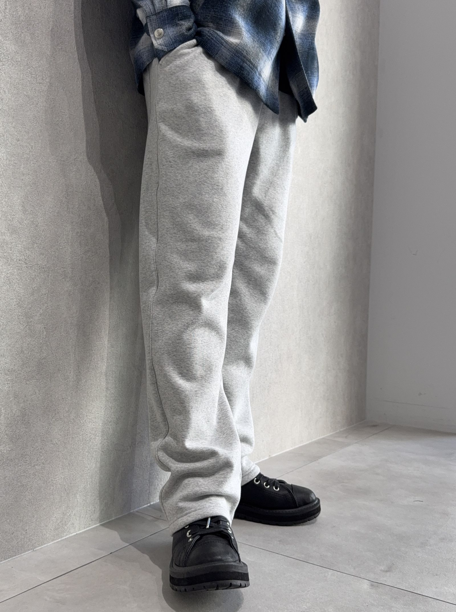 VELOURS FLEECE WIDE TUCK PANTS / RC38-ST-016HWT / 裏起毛スウェットワイドタックパンツ / グレー