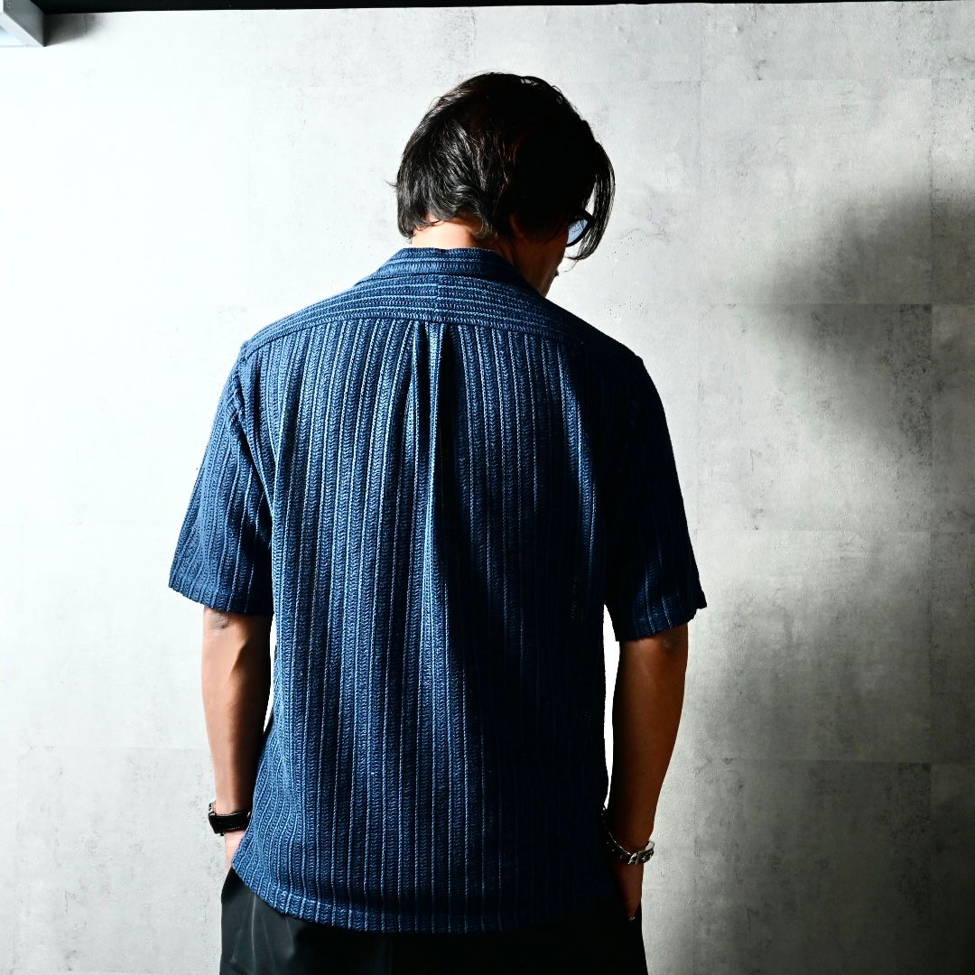 RUSSEL SHIRTS / DP1-SH-004 / ラッセル織り半袖シャツ / ネイビー (3月中旬入荷予定)