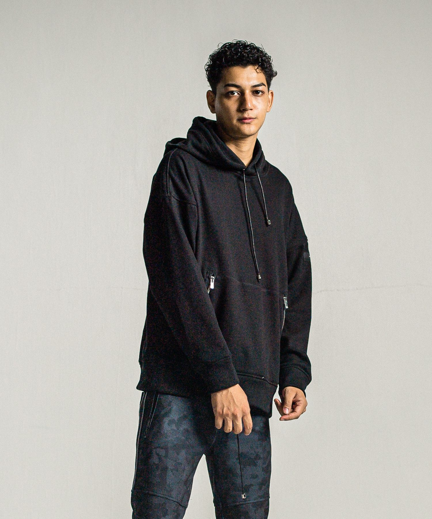 SHAGGY FLEECE THERMAL PULLOVER HOODIE / RC34-C-003 / 裏起毛サーマルパーカー / ブラック