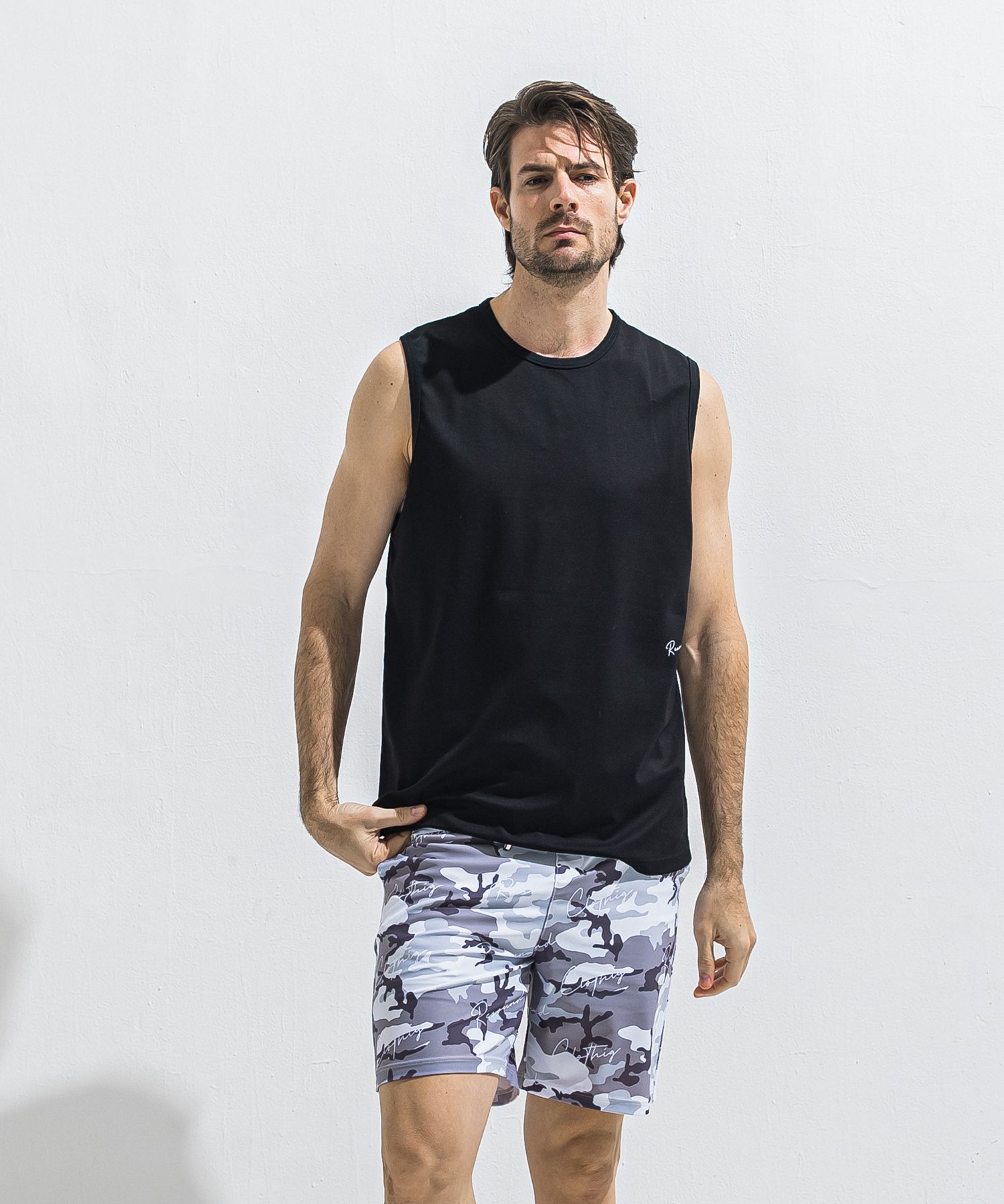 OVER NO SLEEVE / RC40-T-010 / サイドロゴメッシュノースリーブ / ブラック (6月上旬入荷予定)