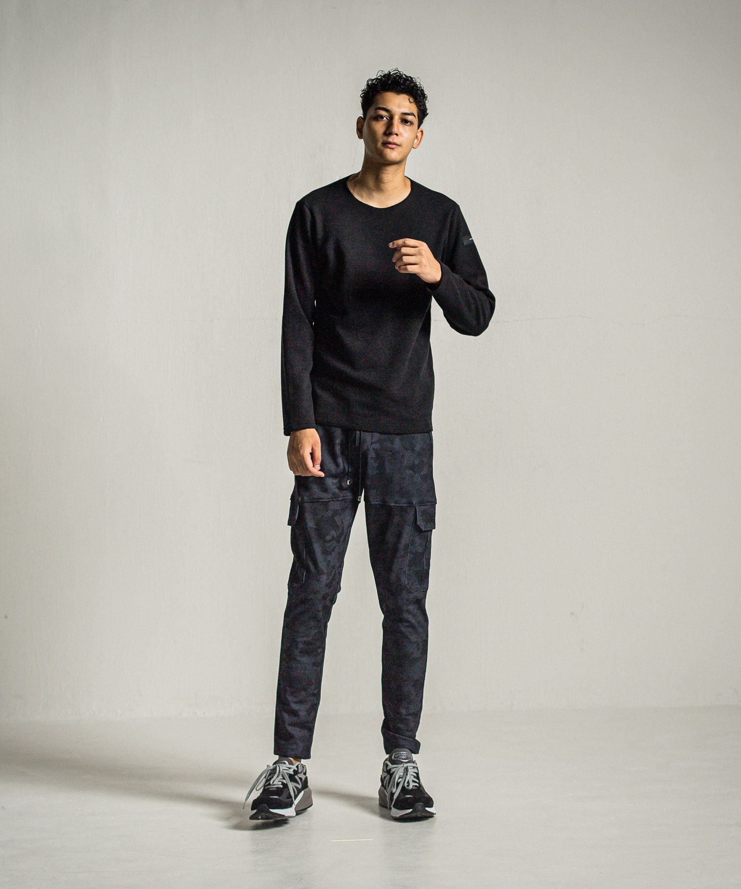 VELOURS FLEECE NEO THERMAL / RC34-C-001 / 裏起毛サーマルロングTシャツ / ブラック