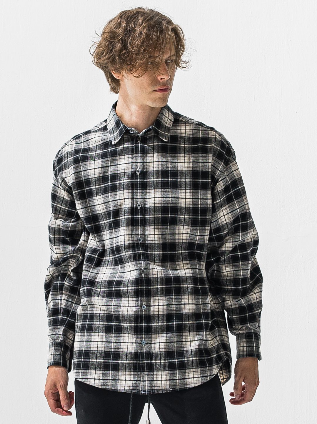 FLANNEL JACK SHIRTS / RC42-SH-001 / オーバーサイズフランネルチェックシャツ / ブラック (1月上旬入荷予定)