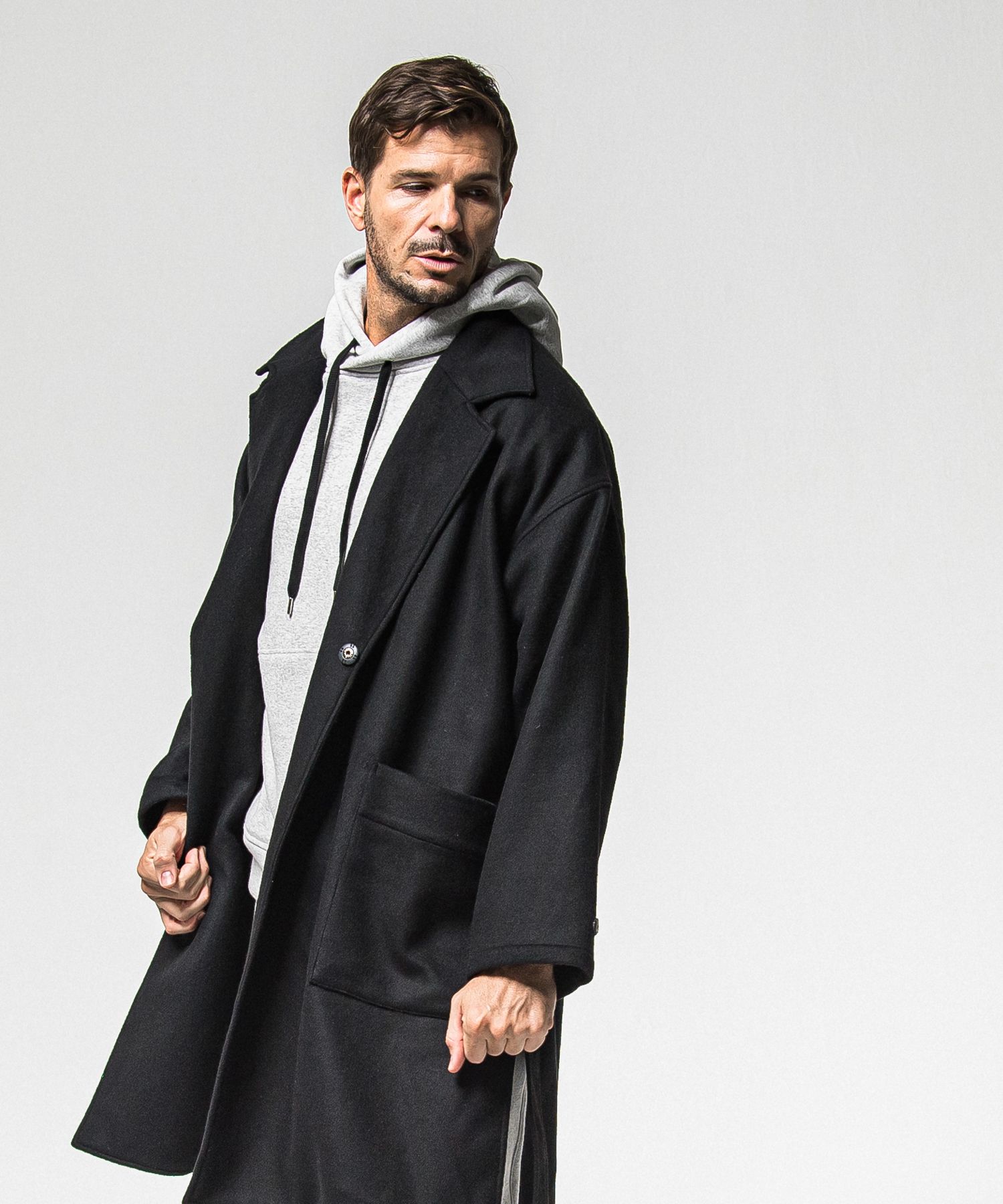 GOWN OVER COAT / RC38-JK-004 / オーバーサイズガウンコート / ブラック (11月上旬入荷予定)