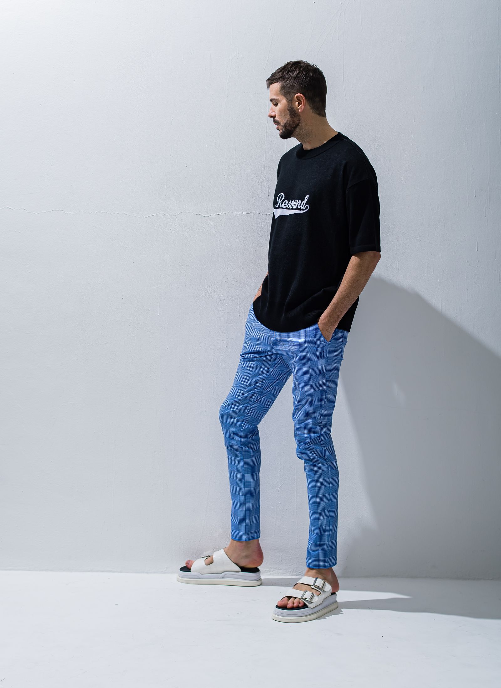 CHRIS EASY CHECK PANTS / RC28-ST-016 / チェックイージーパンツ / グレンチェックブルー