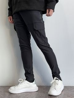 DARRELL CARGO PT / RC27-ST-010 / レザーラインナイロンカーゴパンツ / ブラック