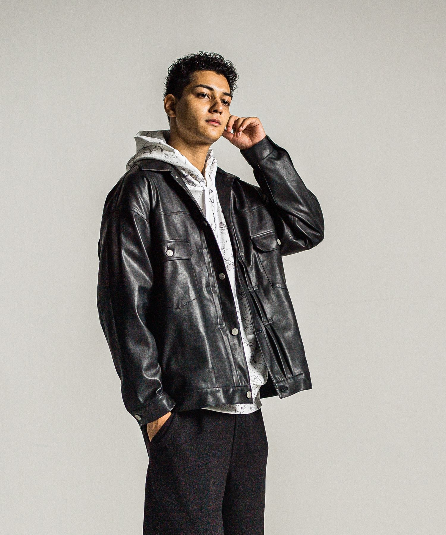 LEATHER OVER 2ND G / RC34-JK-002 / エコレザーGジャン / ブラック